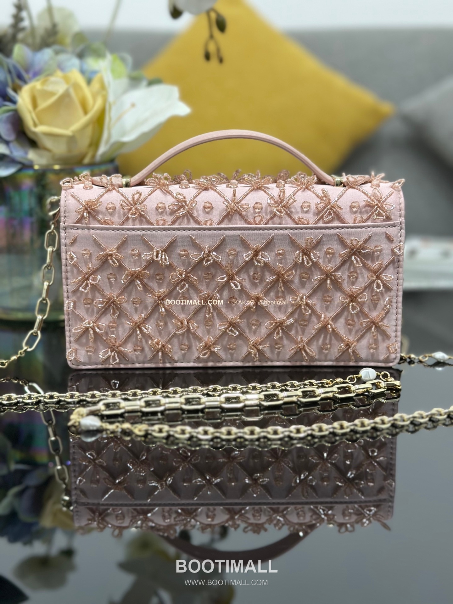 디올 미스디올 새틴 자수비즈 보우 핑크 미니 체인백 Dior Miss Dior Satin Embroidery Beads Bow Pink Mini Chain Bag M0997 21cm 2