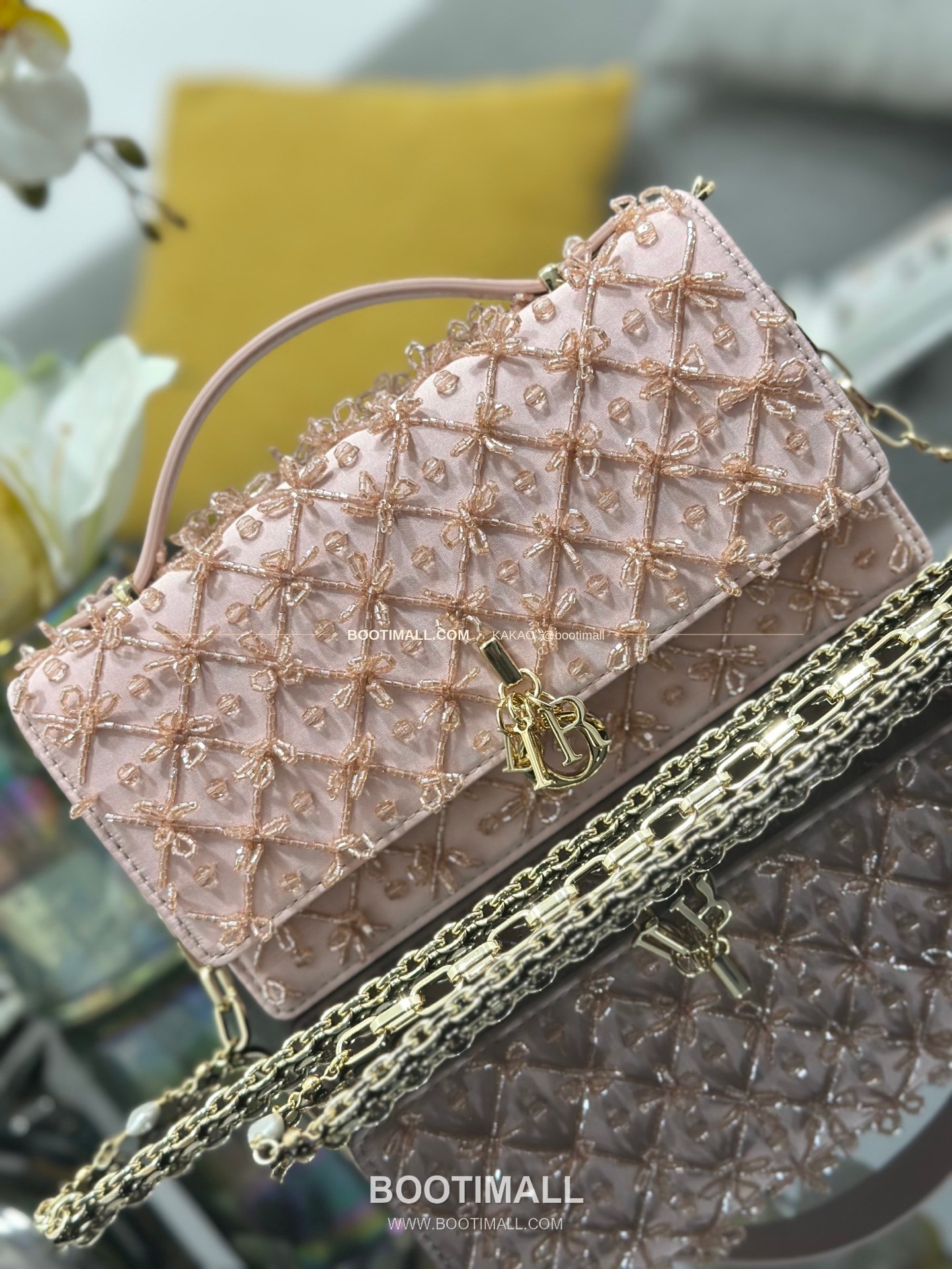 디올 미스디올 새틴 자수비즈 보우 핑크 미니 체인백 Dior Miss Dior Satin Embroidery Beads Bow Pink Mini Chain Bag M0997 21cm 5