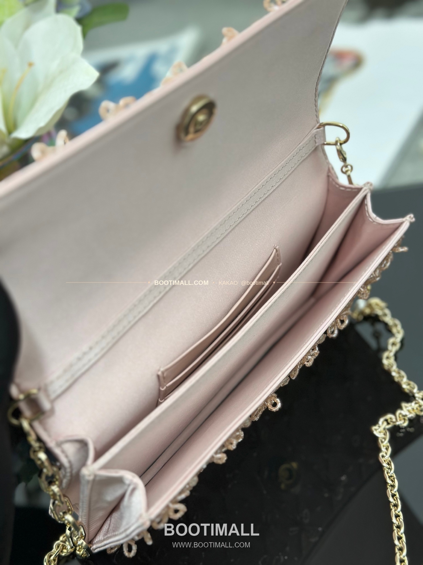 디올 미스디올 새틴 자수비즈 보우 핑크 미니 체인백 Dior Miss Dior Satin Embroidery Beads Bow Pink Mini Chain Bag M0997 21cm 8