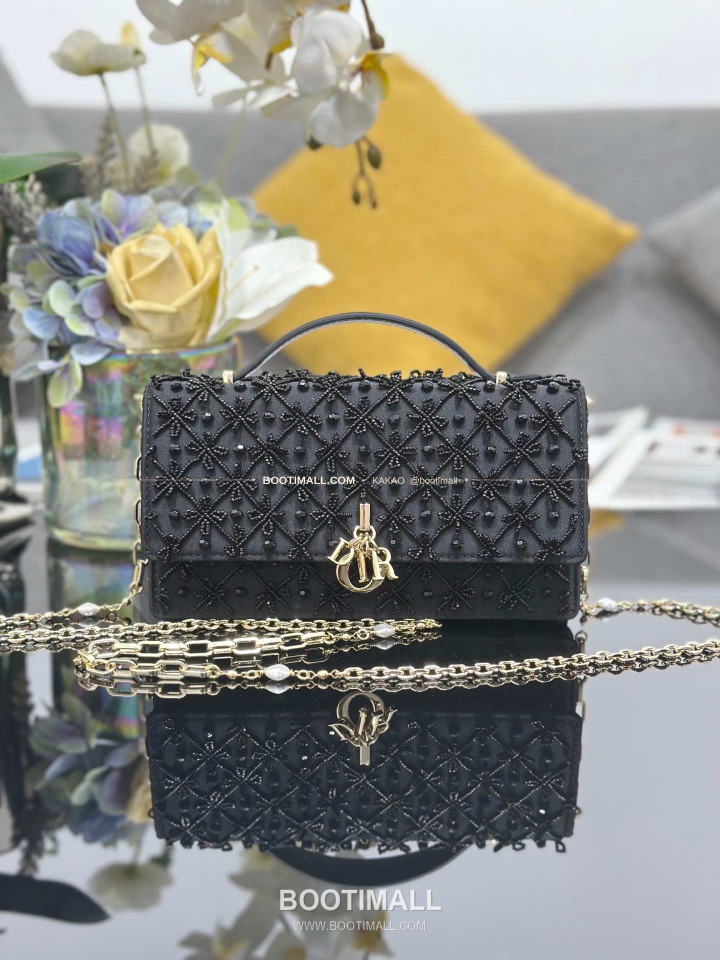 디올 미스디올 새틴 자수비즈 보우 핑크 미니 체인백 Dior Miss Dior Satin Embroidery Beads Bow Pink Mini Chain Bag M0997 21cm 1