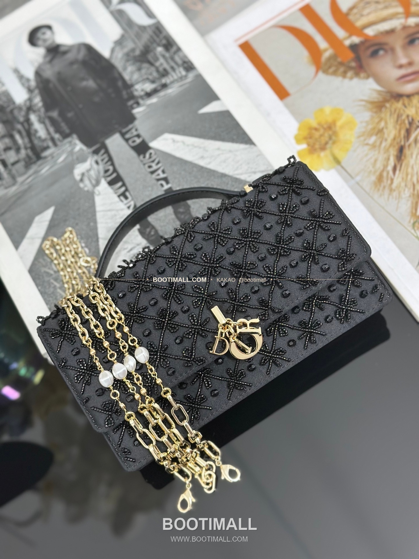 디올 미스디올 새틴 자수비즈 보우 핑크 미니 체인백 Dior Miss Dior Satin Embroidery Beads Bow Pink Mini Chain Bag M0997 21cm 6