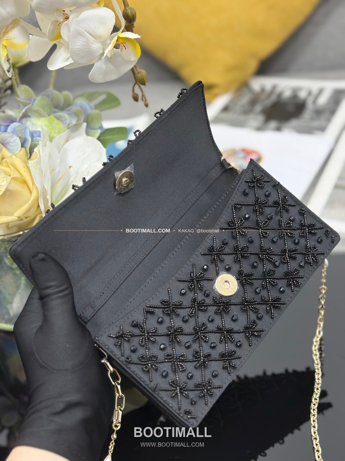 디올 미스디올 새틴 자수비즈 보우 핑크 미니 체인백 Dior Miss Dior Satin Embroidery Beads Bow Pink Mini Chain Bag M0997 21cm 7