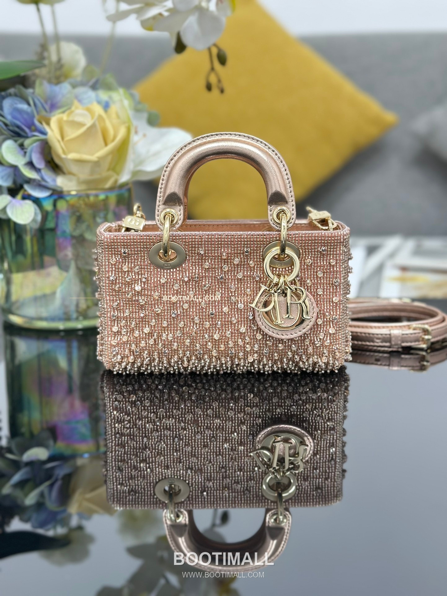 디올 레이디디조이 새틴 비즈자수 보우 핑크 미니백 Dior Lady D-Joy Satin Beaded Embroidery Bow Pink Mini Bag S0910 16cm 1