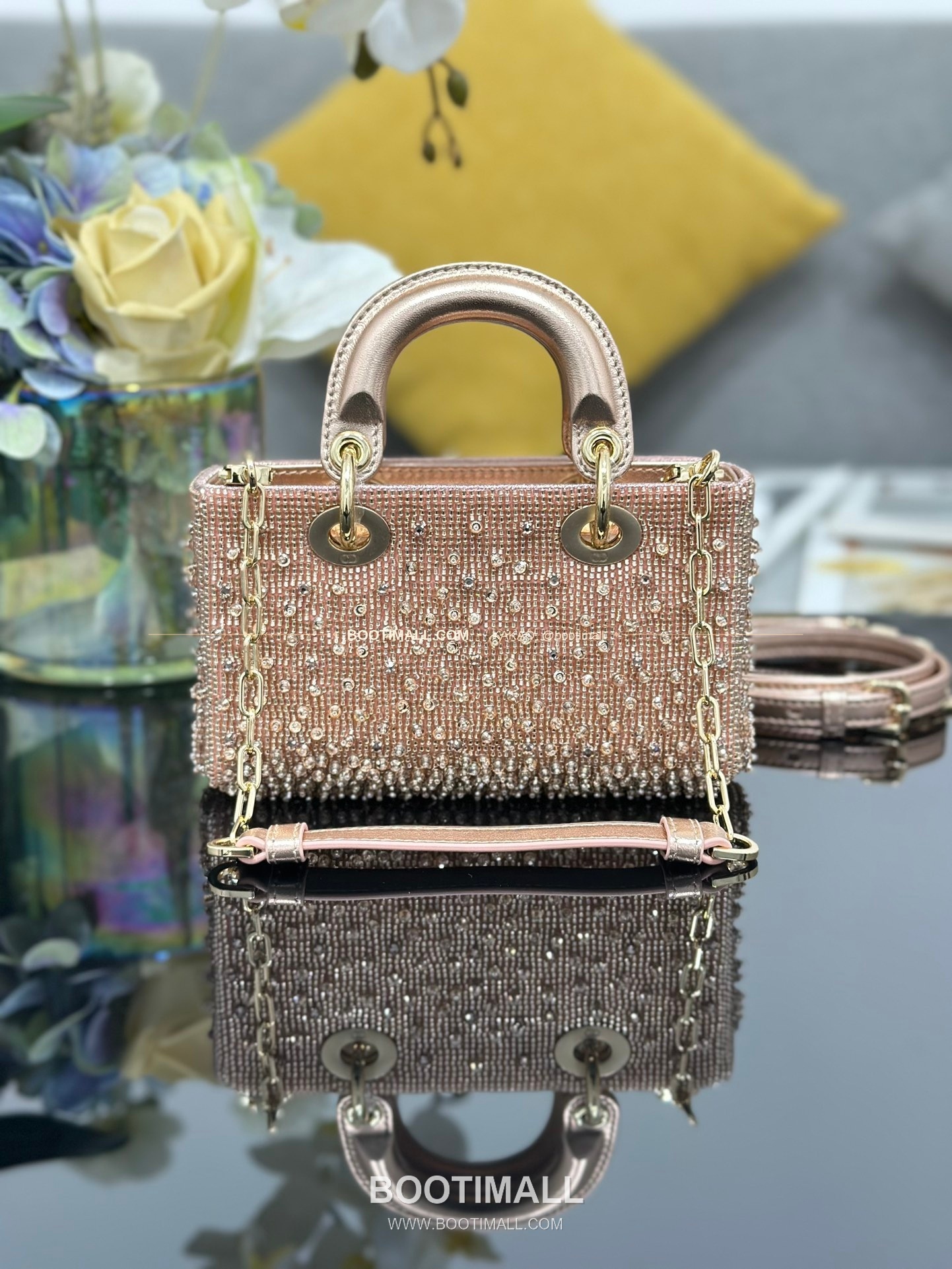 디올 레이디디조이 새틴 비즈자수 보우 핑크 미니백 Dior Lady D-Joy Satin Beaded Embroidery Bow Pink Mini Bag S0910 16cm 2