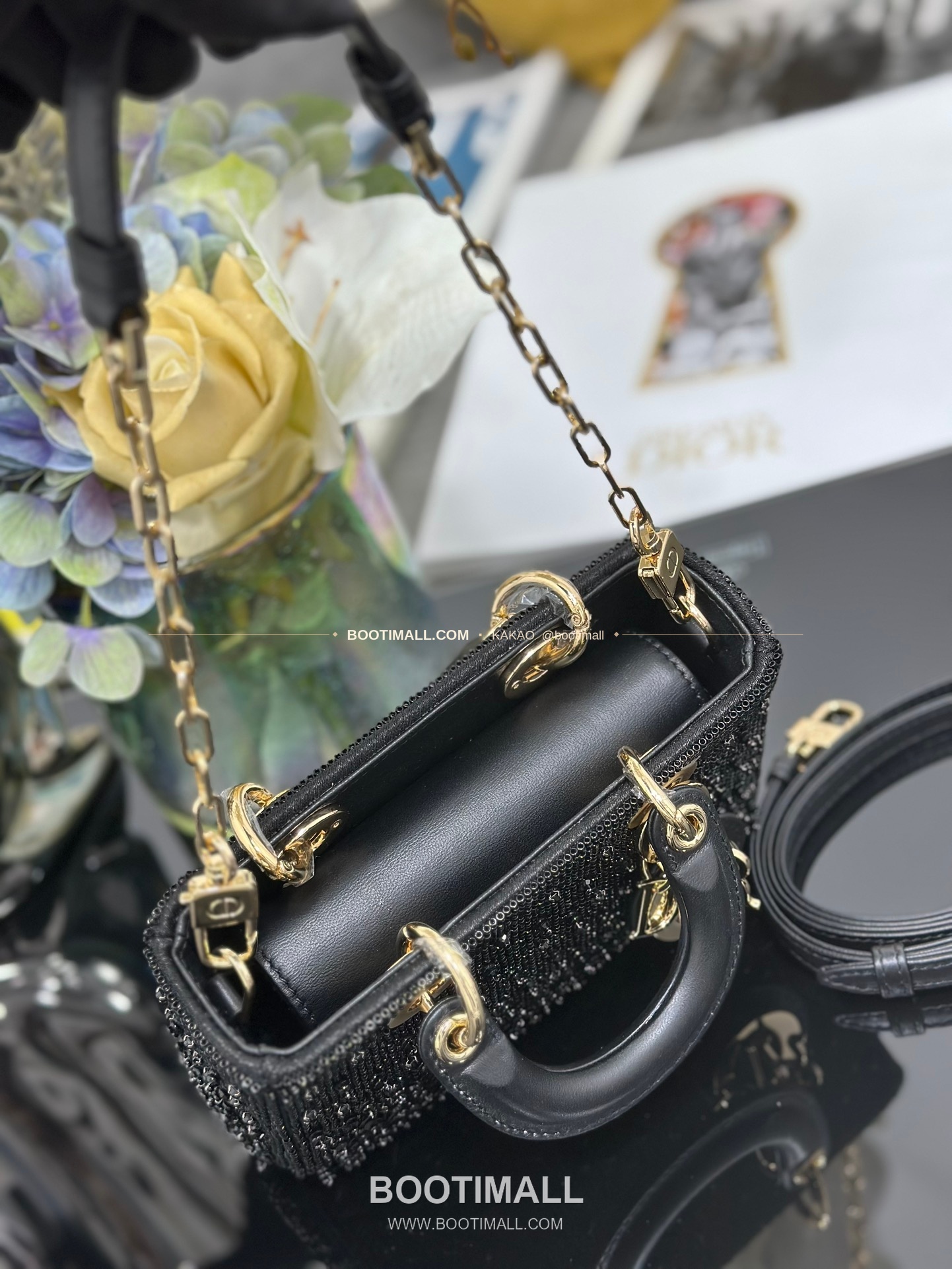 디올 레이디디조이 새틴 비즈자수 보우 핑크 미니백 Dior Lady D-Joy Satin Beaded Embroidery Bow Pink Mini Bag S0910 16cm 7