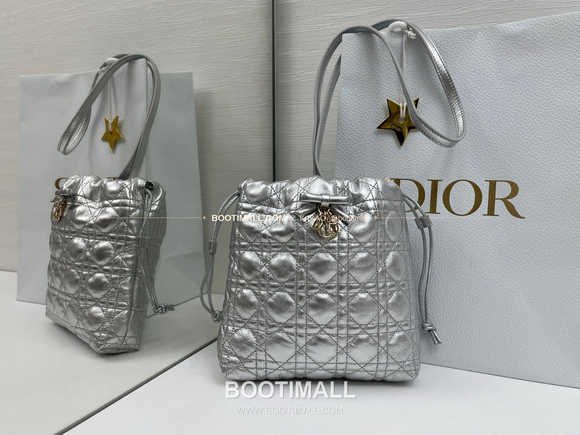 디올 아디오러블 램스킨 카나쥬 보우 블랙 버킷백 Dior Adiorable Lambskin Cannage Bow Black Bucket Bag 22cm 1