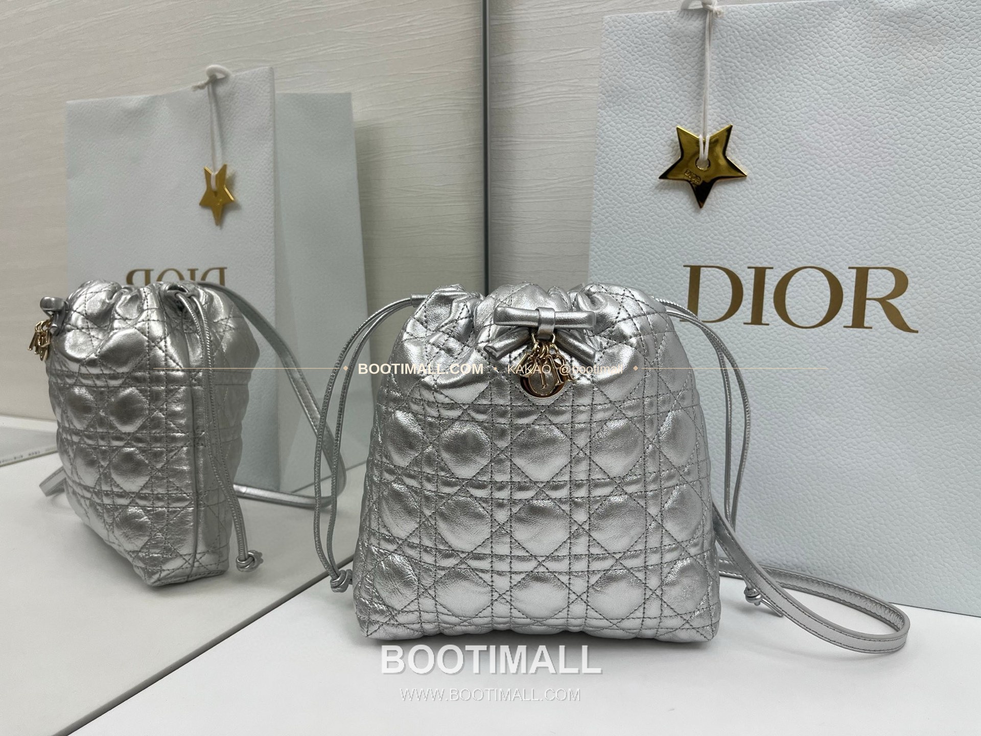 디올 아디오러블 램스킨 카나쥬 보우 블랙 버킷백 Dior Adiorable Lambskin Cannage Bow Black Bucket Bag 22cm 2