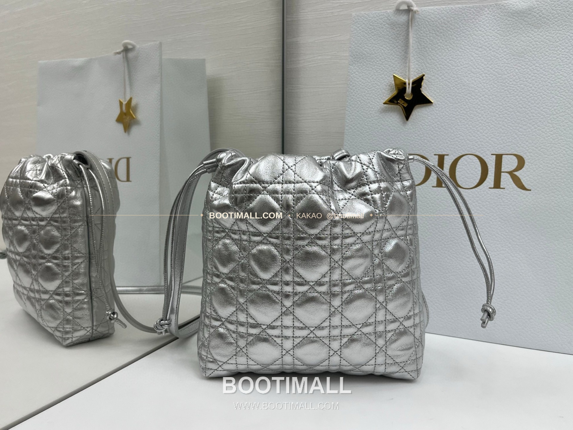 디올 아디오러블 램스킨 카나쥬 보우 블랙 버킷백 Dior Adiorable Lambskin Cannage Bow Black Bucket Bag 22cm 4