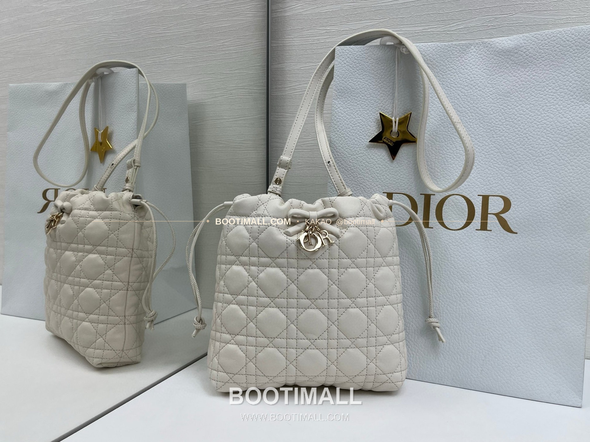 디올 아디오러블 램스킨 카나쥬 보우 블랙 버킷백 Dior Adiorable Lambskin Cannage Bow Black Bucket Bag 22cm 1