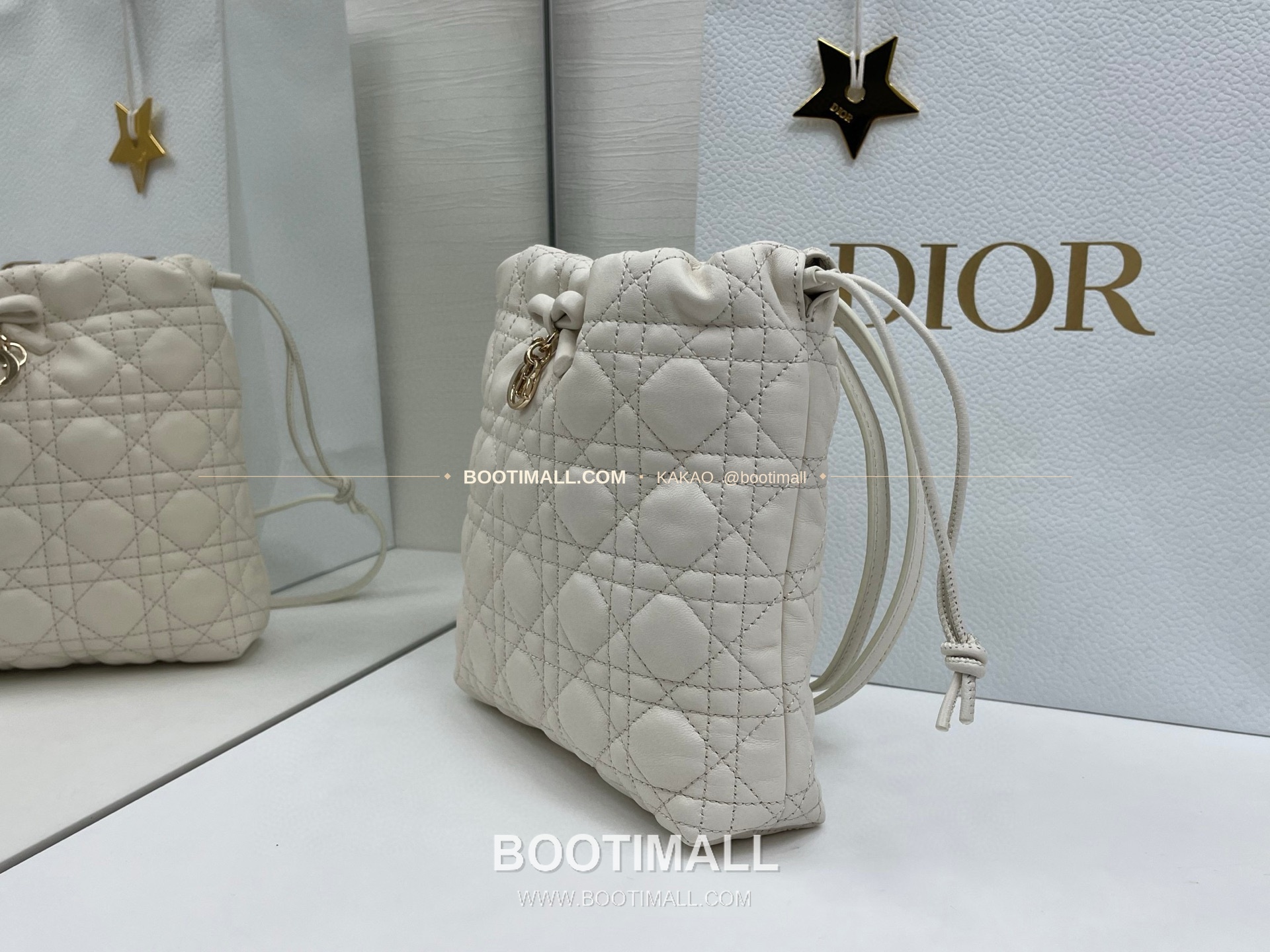 디올 아디오러블 램스킨 카나쥬 보우 블랙 버킷백 Dior Adiorable Lambskin Cannage Bow Black Bucket Bag 22cm 5