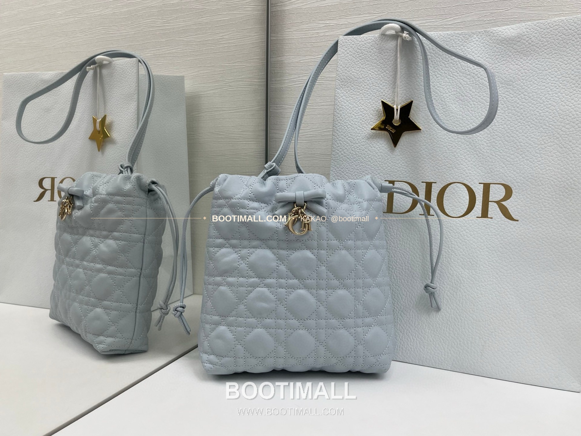 디올 아디오러블 램스킨 카나쥬 보우 블랙 버킷백 Dior Adiorable Lambskin Cannage Bow Black Bucket Bag 22cm 1