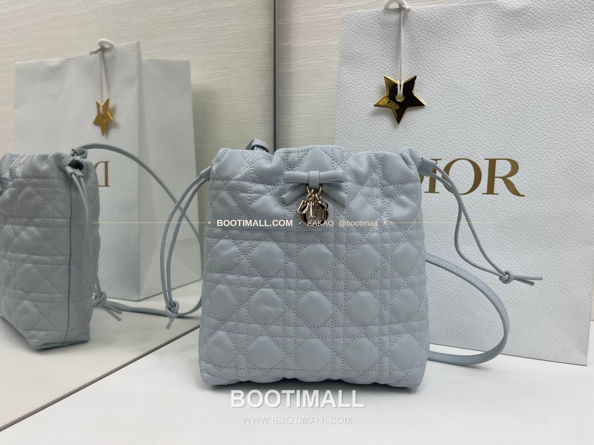 디올 아디오러블 램스킨 카나쥬 보우 블랙 버킷백 Dior Adiorable Lambskin Cannage Bow Black Bucket Bag 22cm 2