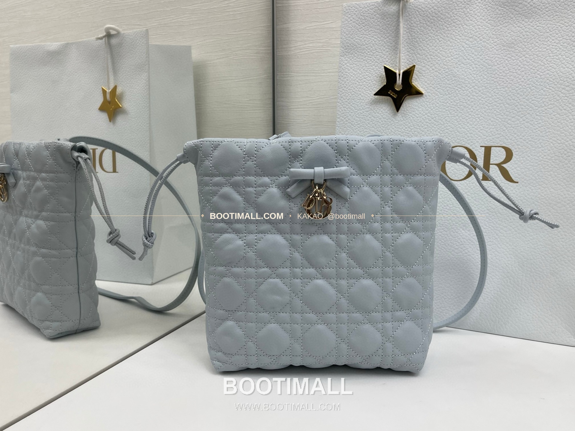 디올 아디오러블 램스킨 카나쥬 보우 블랙 버킷백 Dior Adiorable Lambskin Cannage Bow Black Bucket Bag 22cm 6