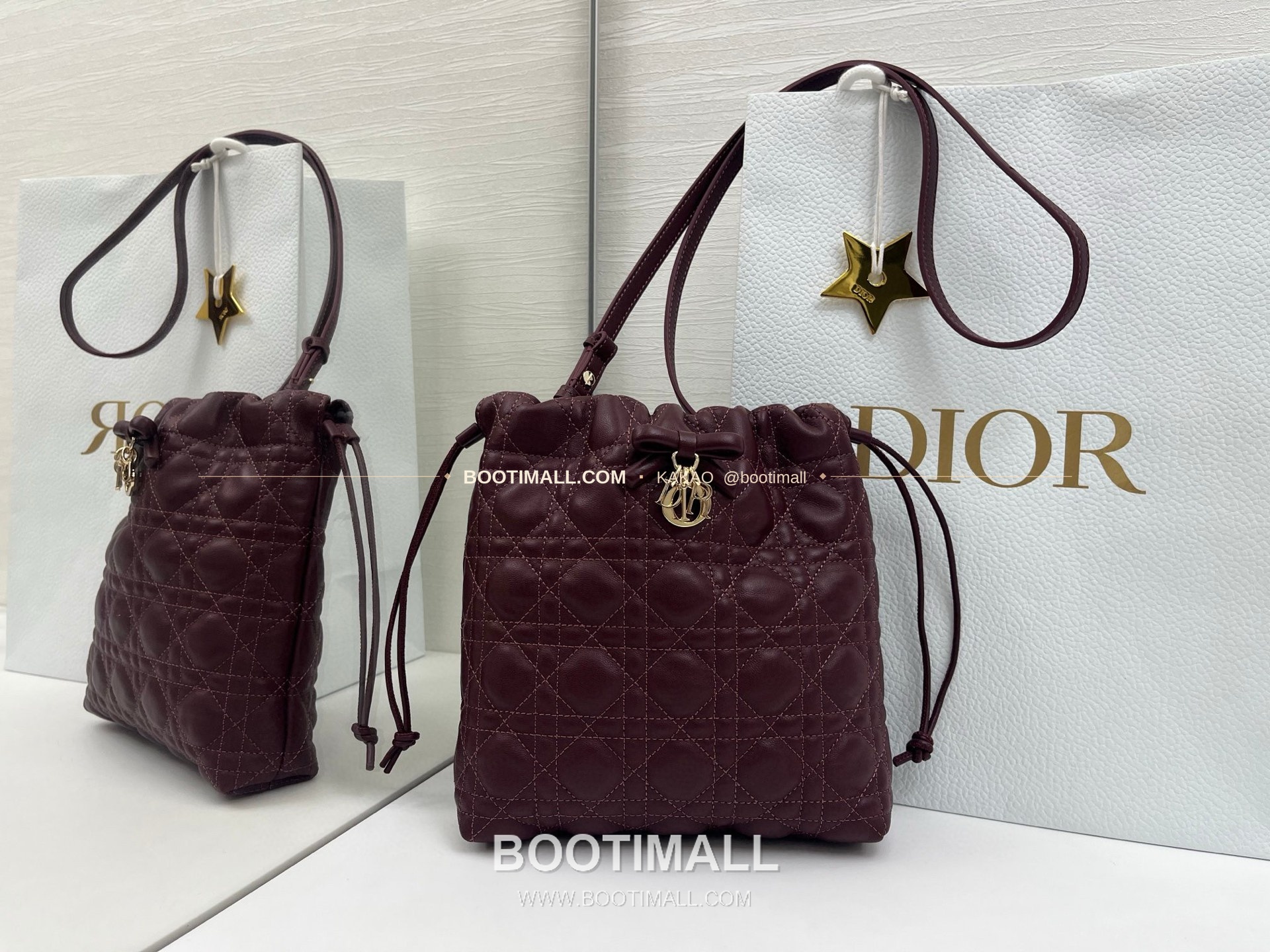 디올 아디오러블 램스킨 카나쥬 보우 블랙 버킷백 Dior Adiorable Lambskin Cannage Bow Black Bucket Bag 22cm 1