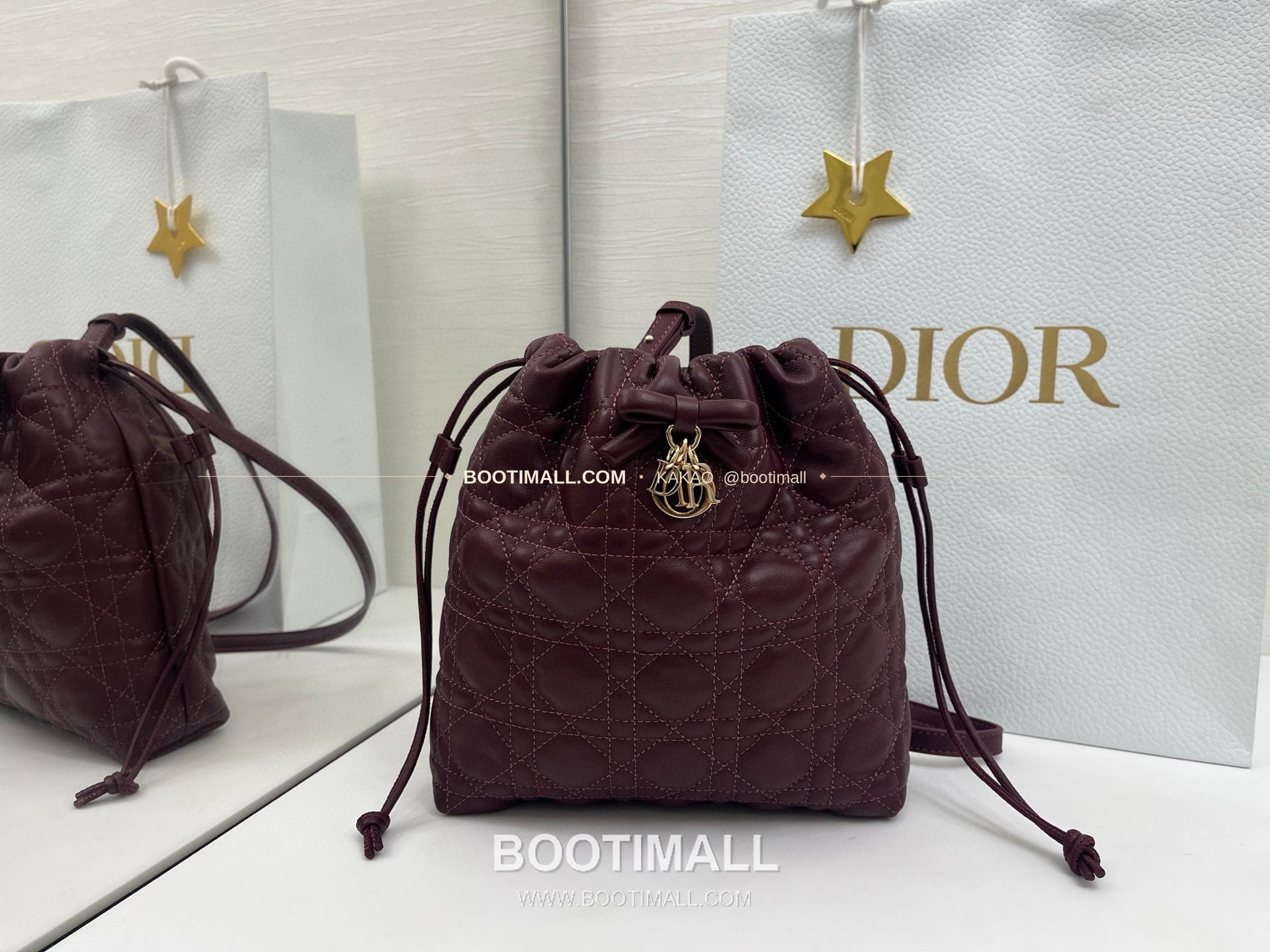 디올 아디오러블 램스킨 카나쥬 보우 블랙 버킷백 Dior Adiorable Lambskin Cannage Bow Black Bucket Bag 22cm 2