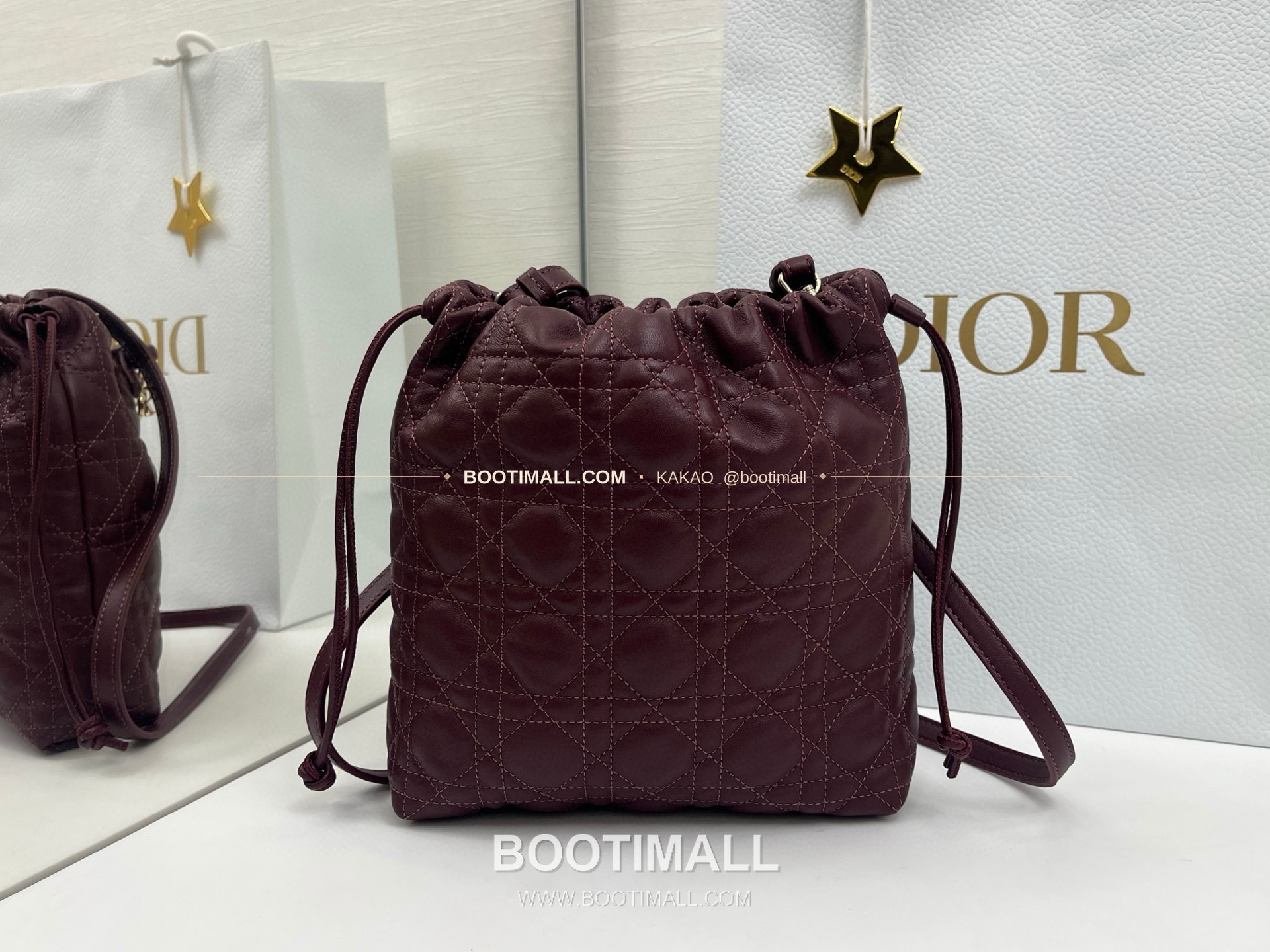 디올 아디오러블 램스킨 카나쥬 보우 블랙 버킷백 Dior Adiorable Lambskin Cannage Bow Black Bucket Bag 22cm 4