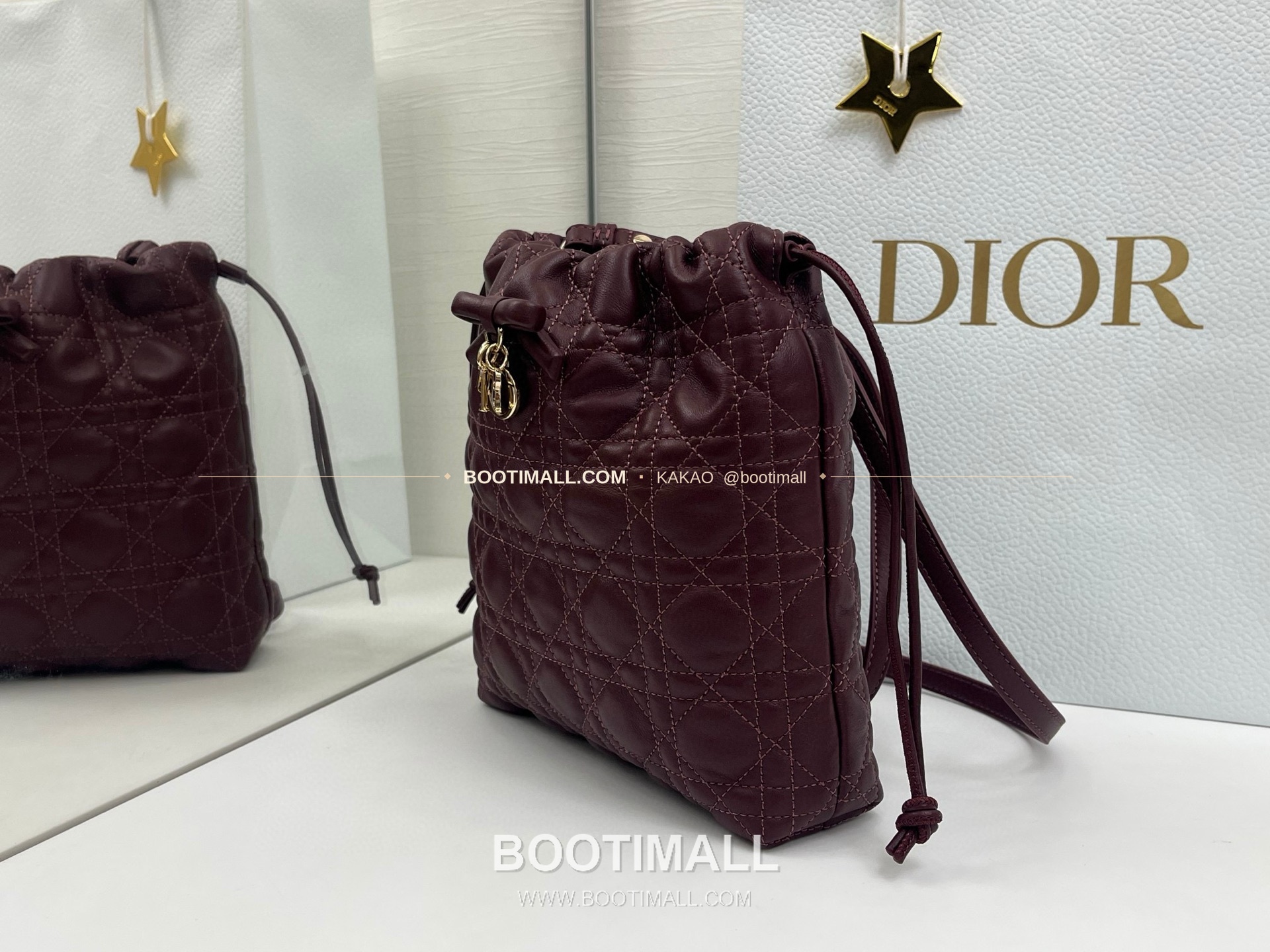 디올 아디오러블 램스킨 카나쥬 보우 블랙 버킷백 Dior Adiorable Lambskin Cannage Bow Black Bucket Bag 22cm 5