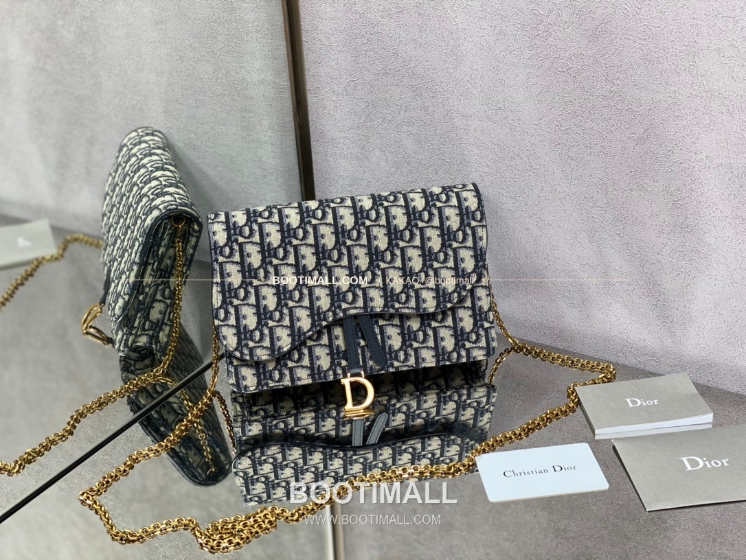 디올 새들 레더 체인 WOC 블랙 미니 체인백 Dior Saddle Leather Chain WOC Black Mini Chain Bag 2042 21cm 1