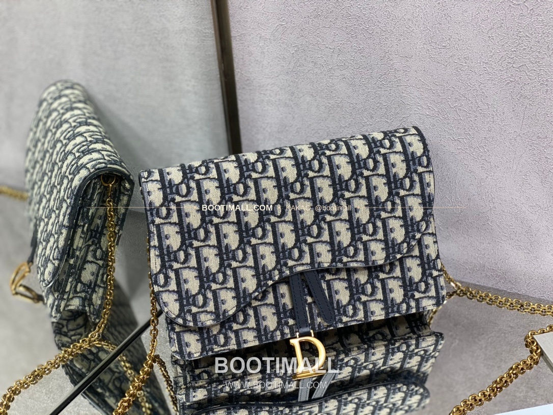 디올 새들 레더 체인 WOC 블랙 미니 체인백 Dior Saddle Leather Chain WOC Black Mini Chain Bag 2042 21cm 2