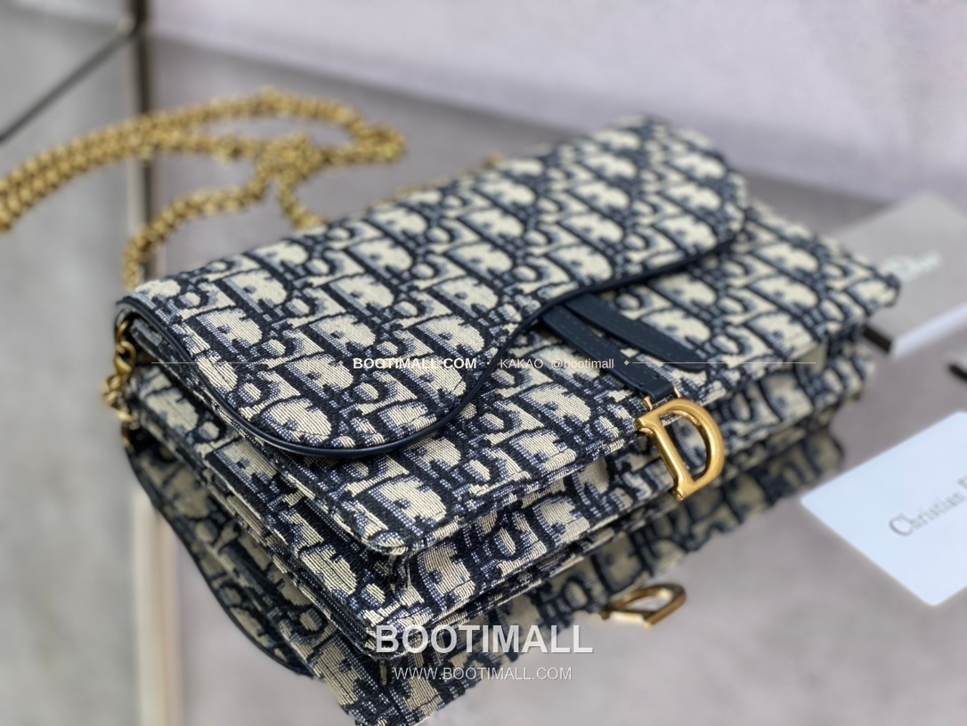 디올 새들 레더 체인 WOC 블랙 미니 체인백 Dior Saddle Leather Chain WOC Black Mini Chain Bag 2042 21cm 5