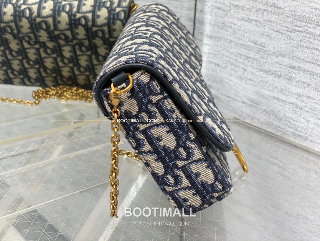 디올 새들 오블리크 캔버스 체인 WOC 블루 미니 체인백 Dior Saddle Oblique Canvas Chain WOC Blue Mini Chain Bag 2045 21.5cm 6