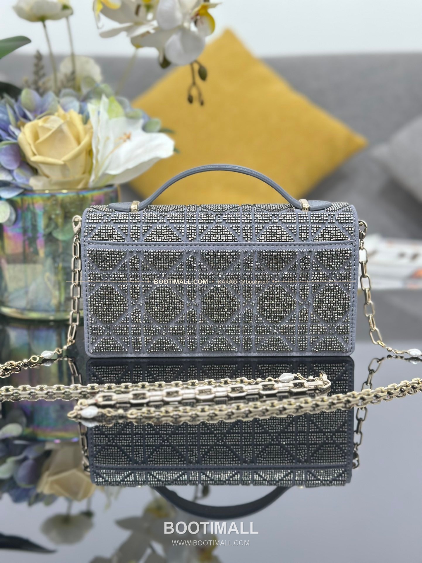 디올 미스디올 새틴 비즈자수 그레이 미니 체인백 Dior Miss Dior Satin Beaded Embroidery Grey Mini Chain Bag M0997 21cm 2