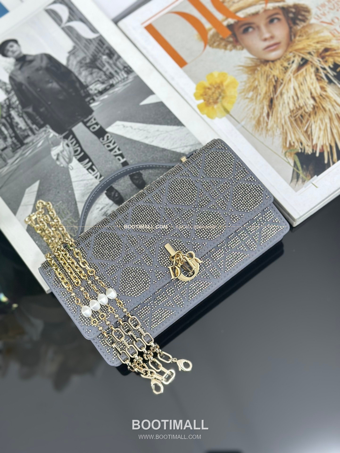 디올 미스디올 새틴 비즈자수 그레이 미니 체인백 Dior Miss Dior Satin Beaded Embroidery Grey Mini Chain Bag M0997 21cm 5