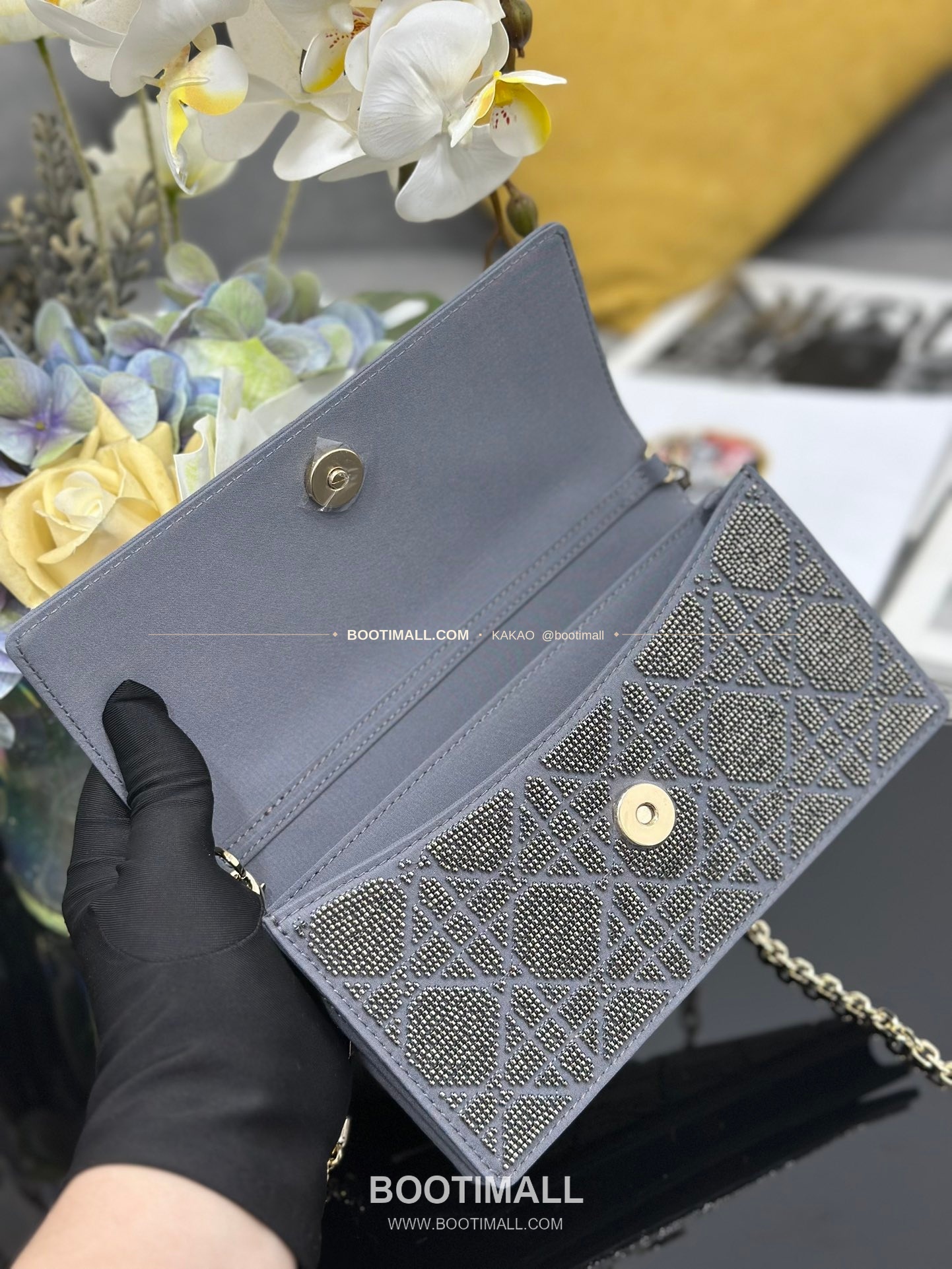 디올 미스디올 새틴 비즈자수 그레이 미니 체인백 Dior Miss Dior Satin Beaded Embroidery Grey Mini Chain Bag M0997 21cm 7