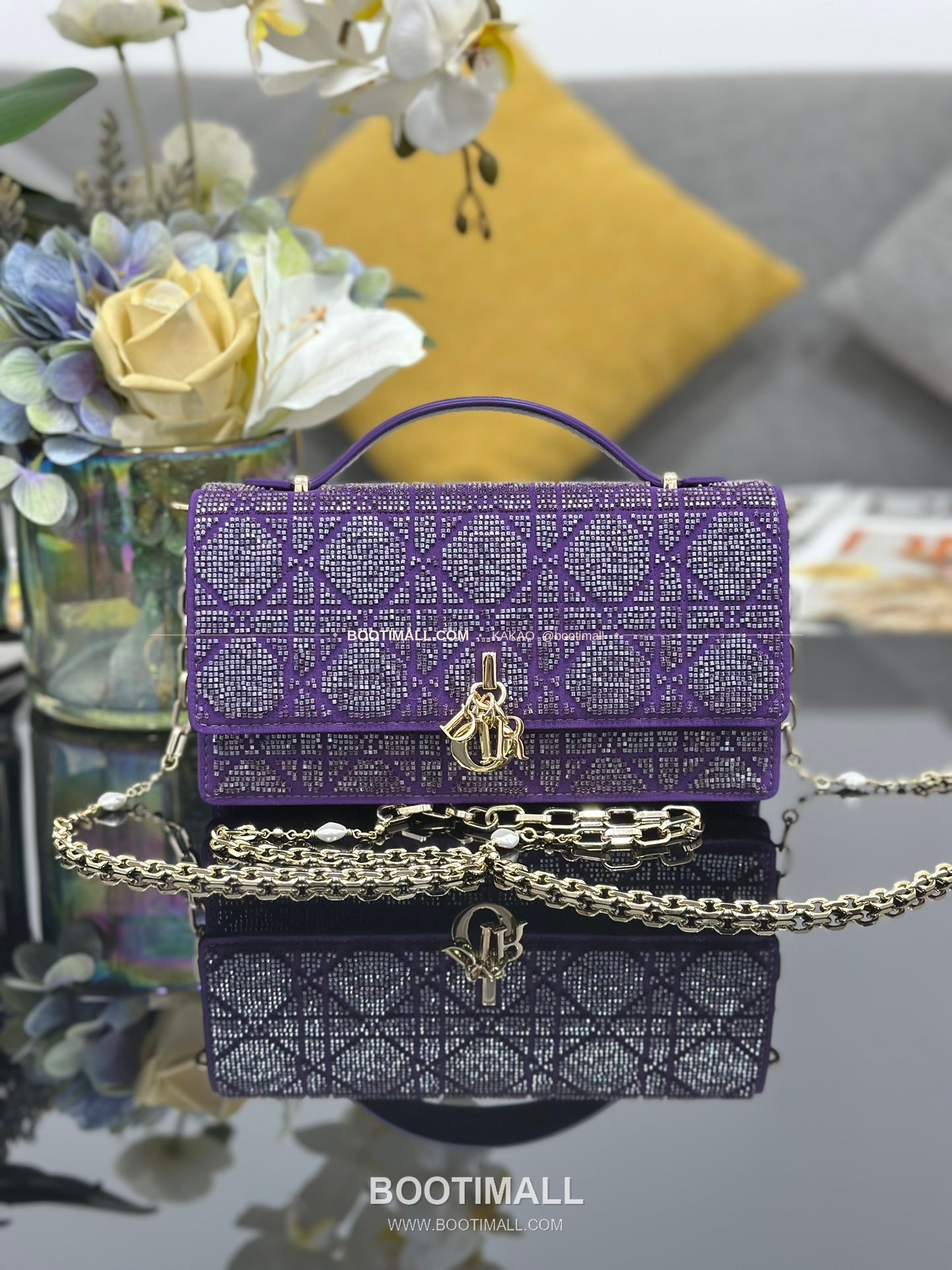 디올 미스디올 새틴 비즈자수 그레이 미니 체인백 Dior Miss Dior Satin Beaded Embroidery Grey Mini Chain Bag M0997 21cm 1