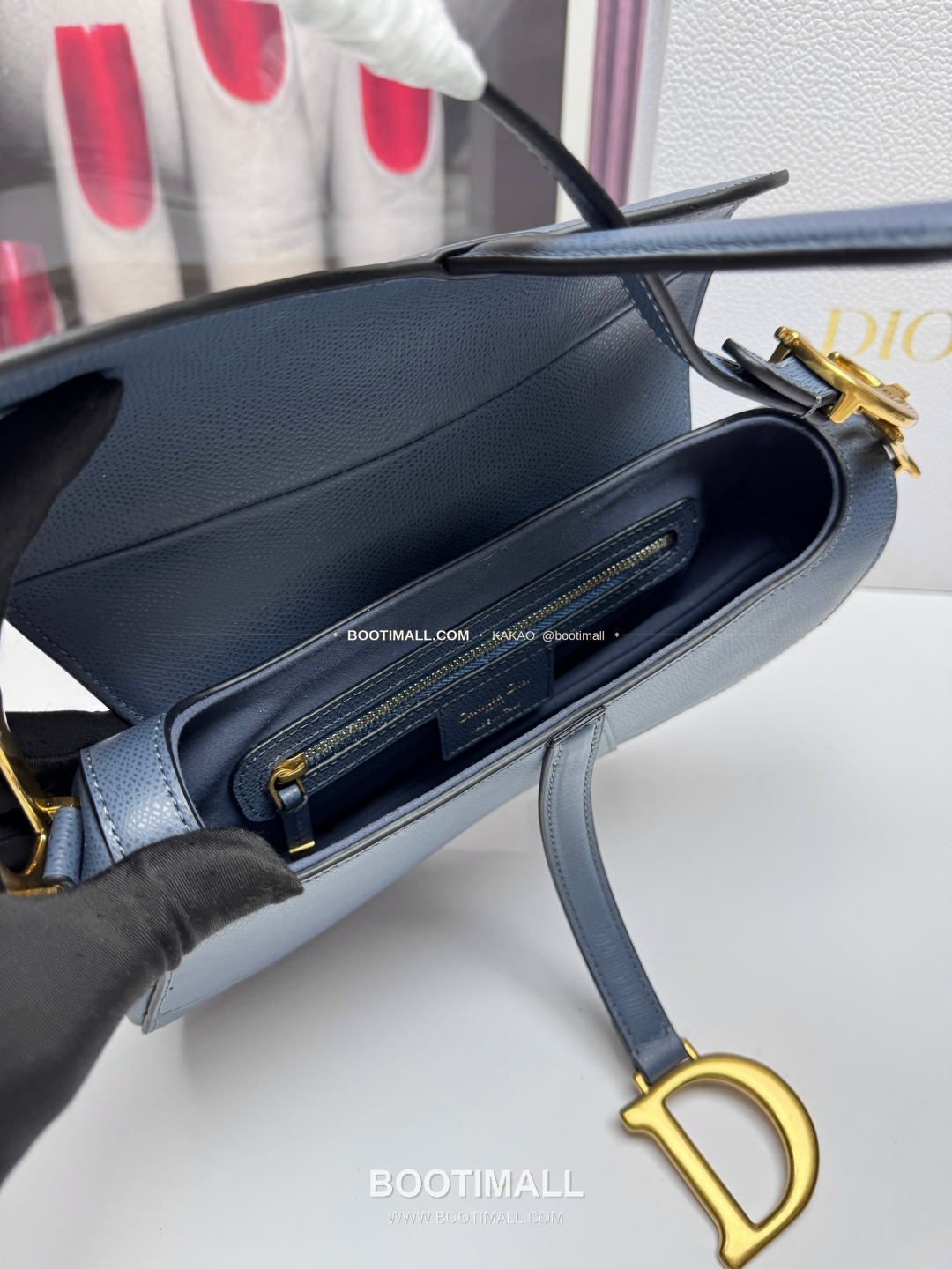 디올 새들 레더 CD로고 라지 숄더백 Dior Saddle Leather CD Logo Black Large Shoulder Bag 24cm 9