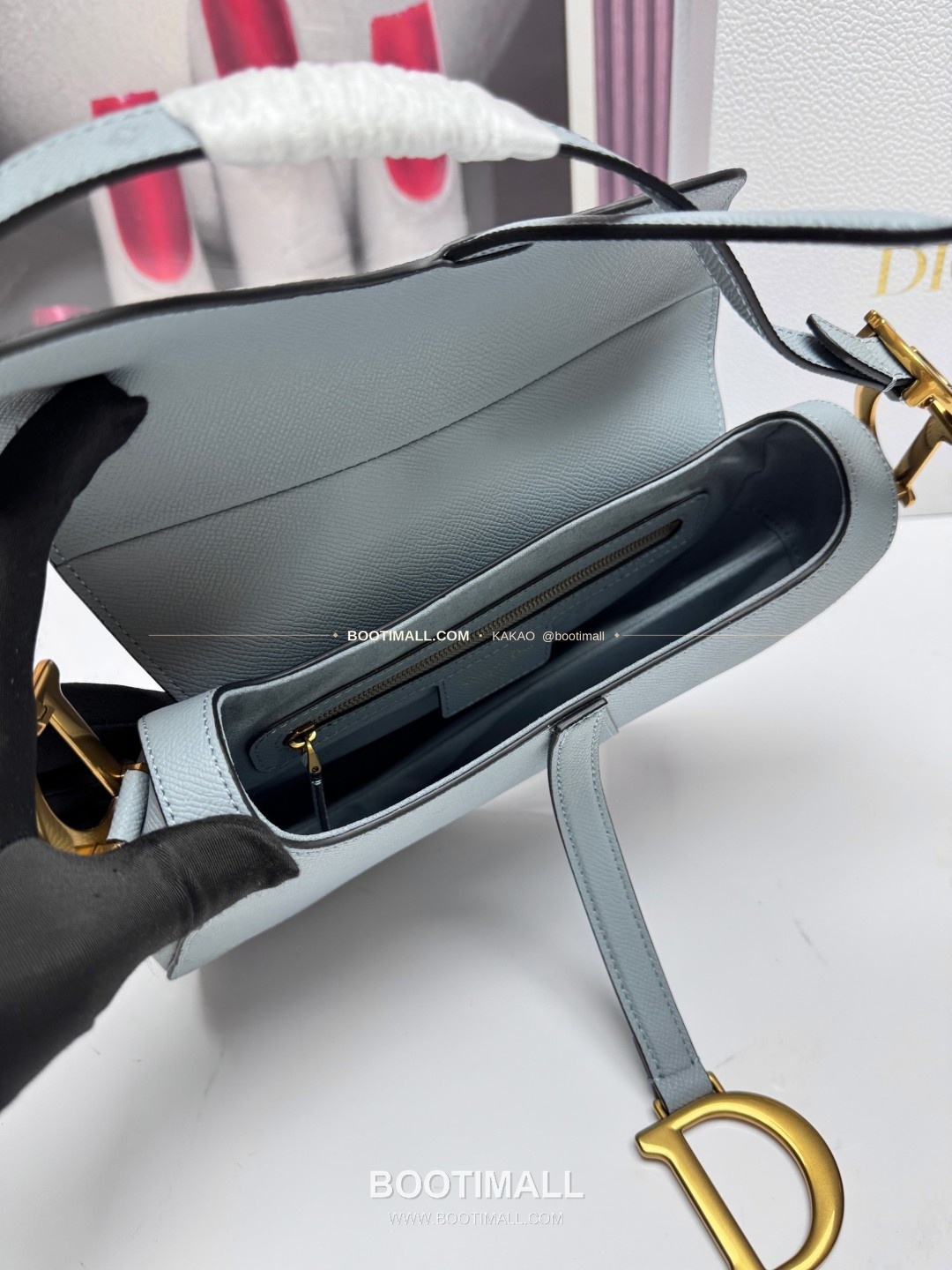 디올 새들 레더 CD로고 라지 숄더백 Dior Saddle Leather CD Logo Black Large Shoulder Bag 24cm 9