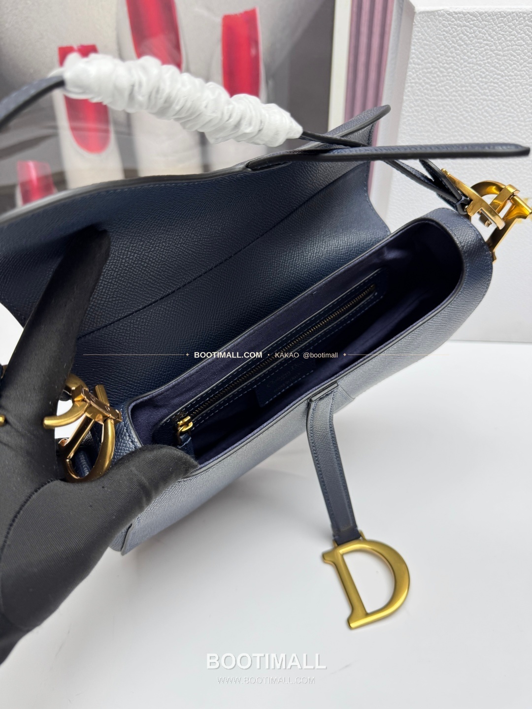 디올 새들 레더 CD로고 라지 숄더백 Dior Saddle Leather CD Logo Black Large Shoulder Bag 24cm 9