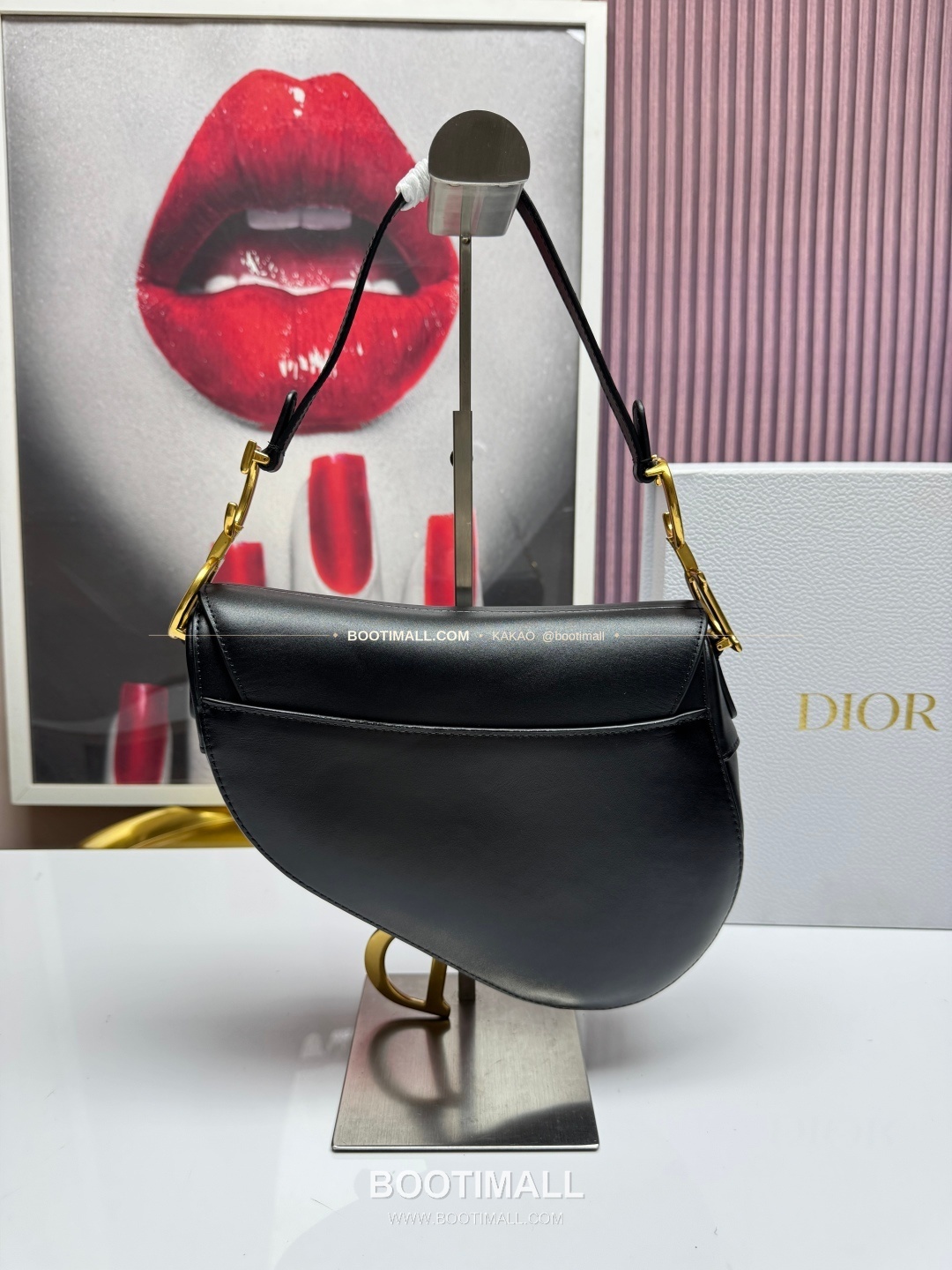 디올 새들 레더 CD로고 라지 숄더백 Dior Saddle Leather CD Logo Black Large Shoulder Bag 24cm 2