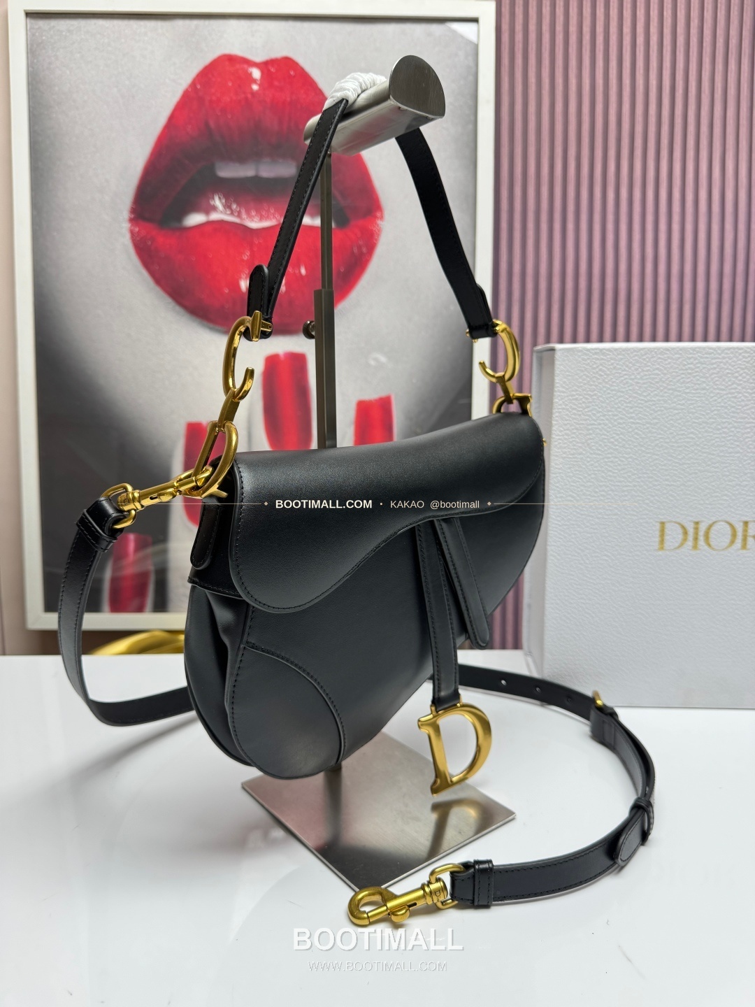 디올 새들 레더 CD로고 라지 숄더백 Dior Saddle Leather CD Logo Black Large Shoulder Bag 24cm 3