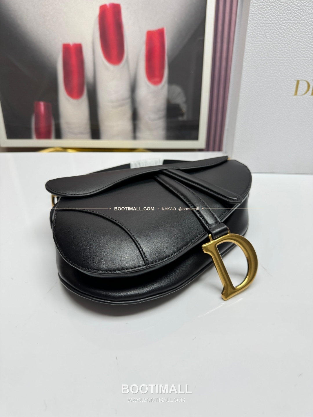 디올 새들 레더 CD로고 라지 숄더백 Dior Saddle Leather CD Logo Black Large Shoulder Bag 24cm 6