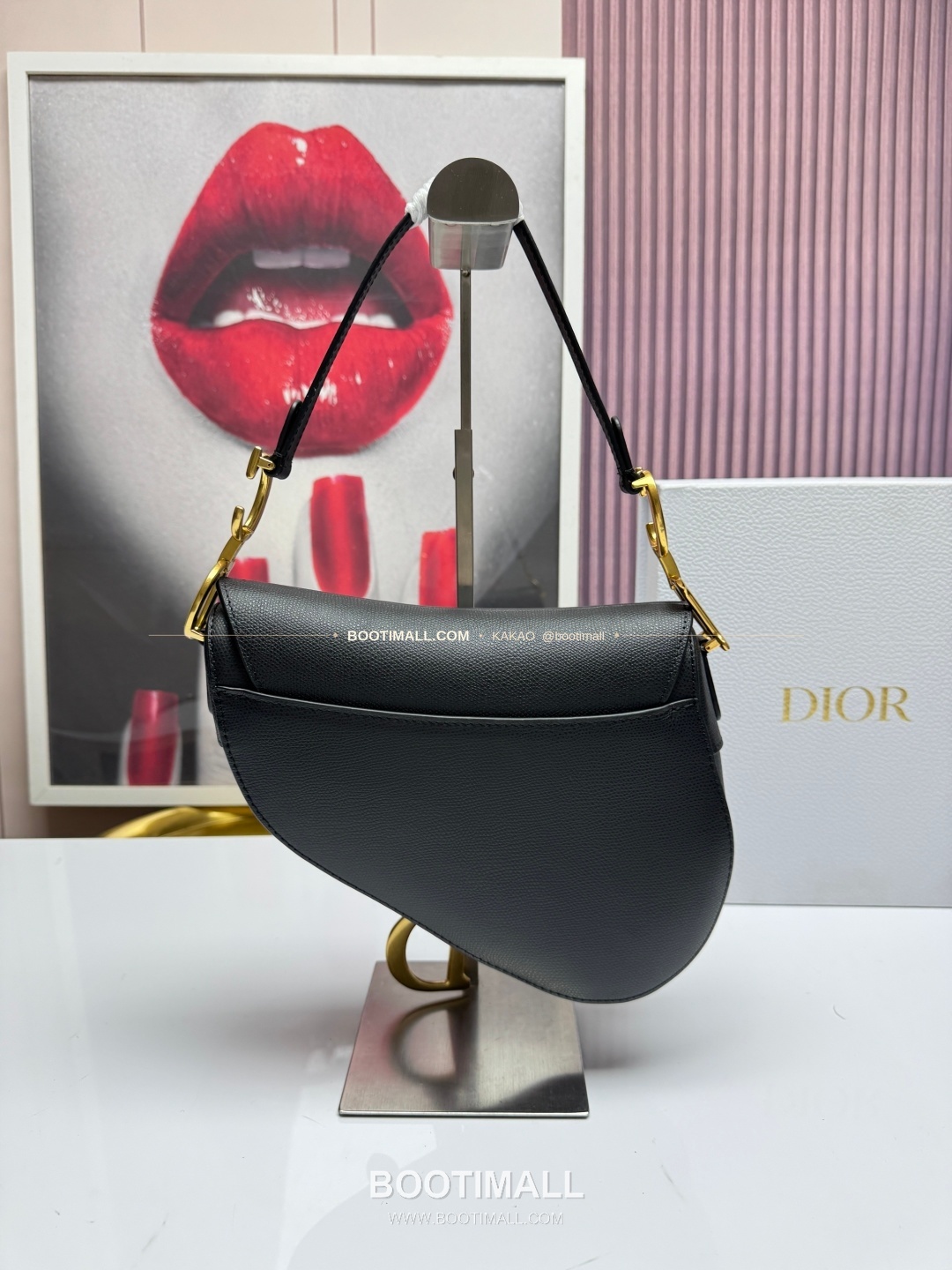 디올 새들 레더 CD로고 라지 숄더백 Dior Saddle Leather CD Logo Black Large Shoulder Bag 24cm 2