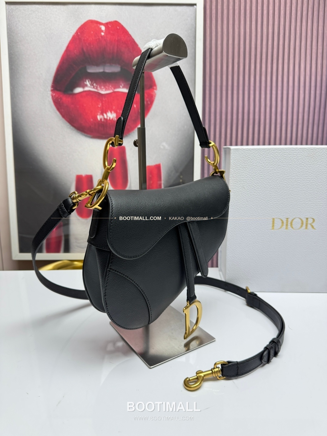디올 새들 레더 CD로고 라지 숄더백 Dior Saddle Leather CD Logo Black Large Shoulder Bag 24cm 3