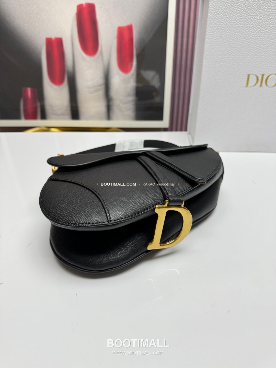 디올 새들 레더 CD로고 라지 숄더백 Dior Saddle Leather CD Logo Black Large Shoulder Bag 24cm 7