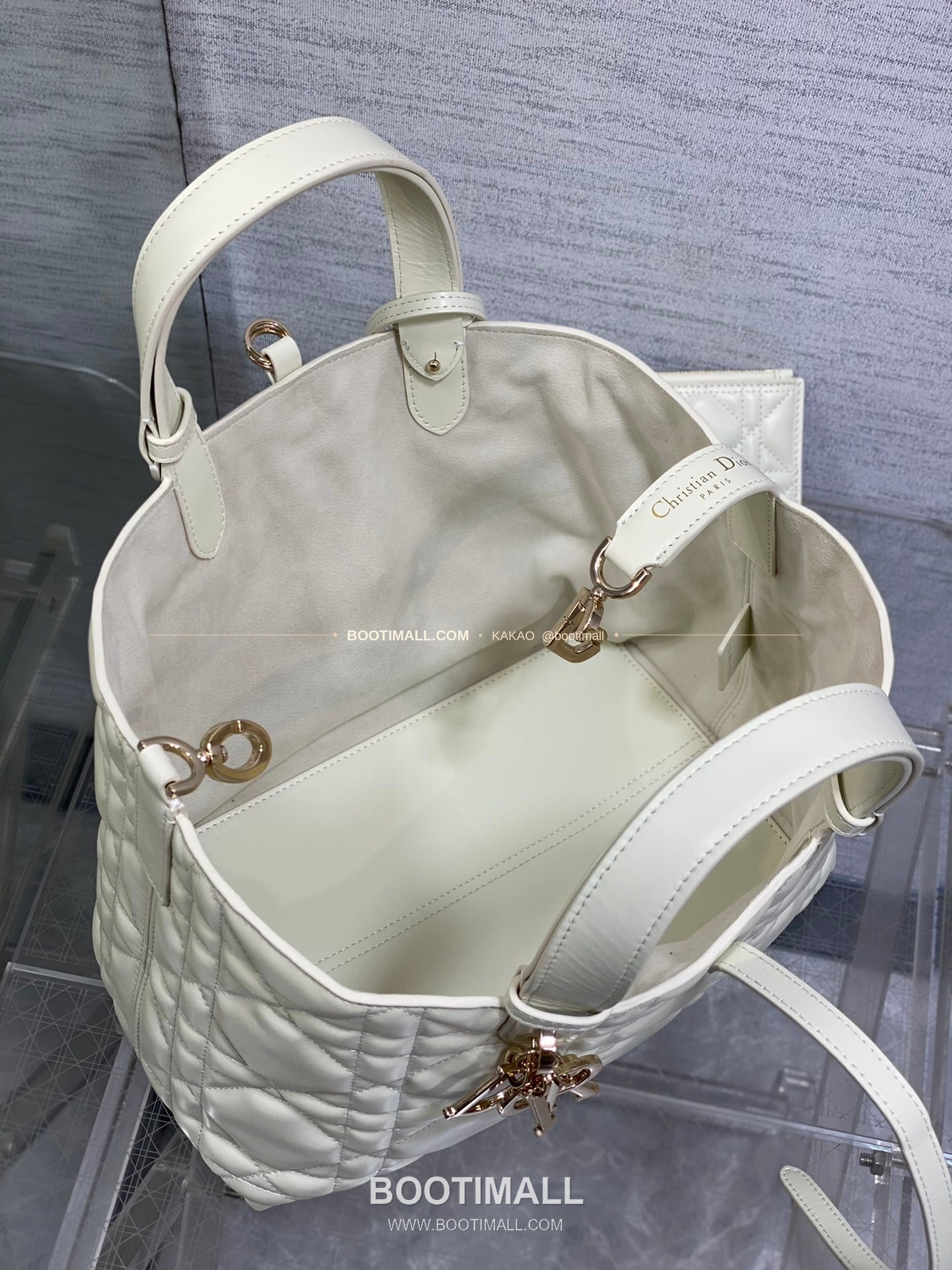 디올 투주르 카프스킨 카나쥬 아이보리 토트백 Dior Toujours Calfskin Cannage Ivory Tote Bag 2821 28.5cm 8