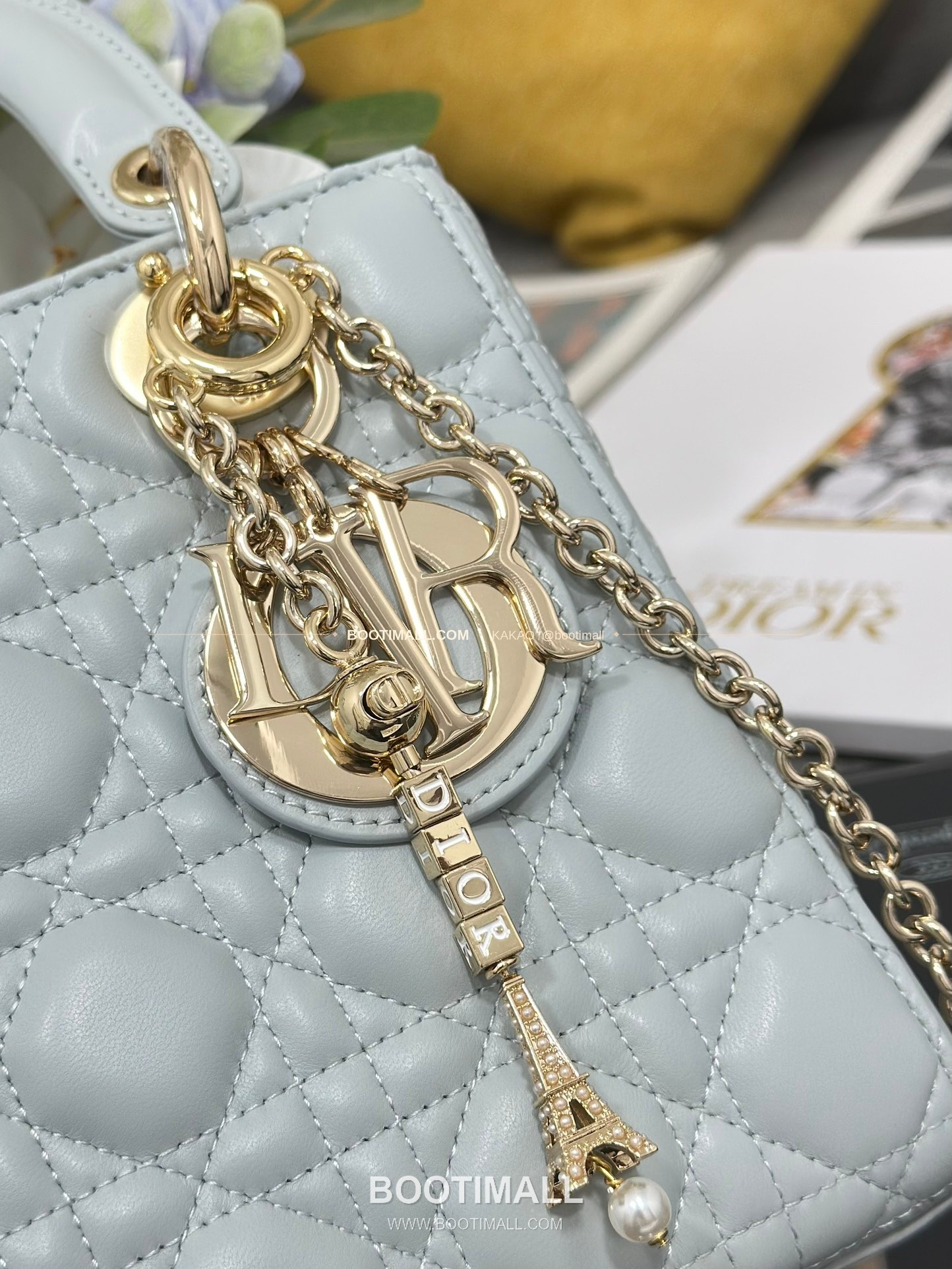 디올 레이디디올 램스킨 카나쥬 블랙 미니 체인 토트백 Dior Lady Dior Lambskin Cannage Black Mini Chain Tote Bag M0638 20cm 3