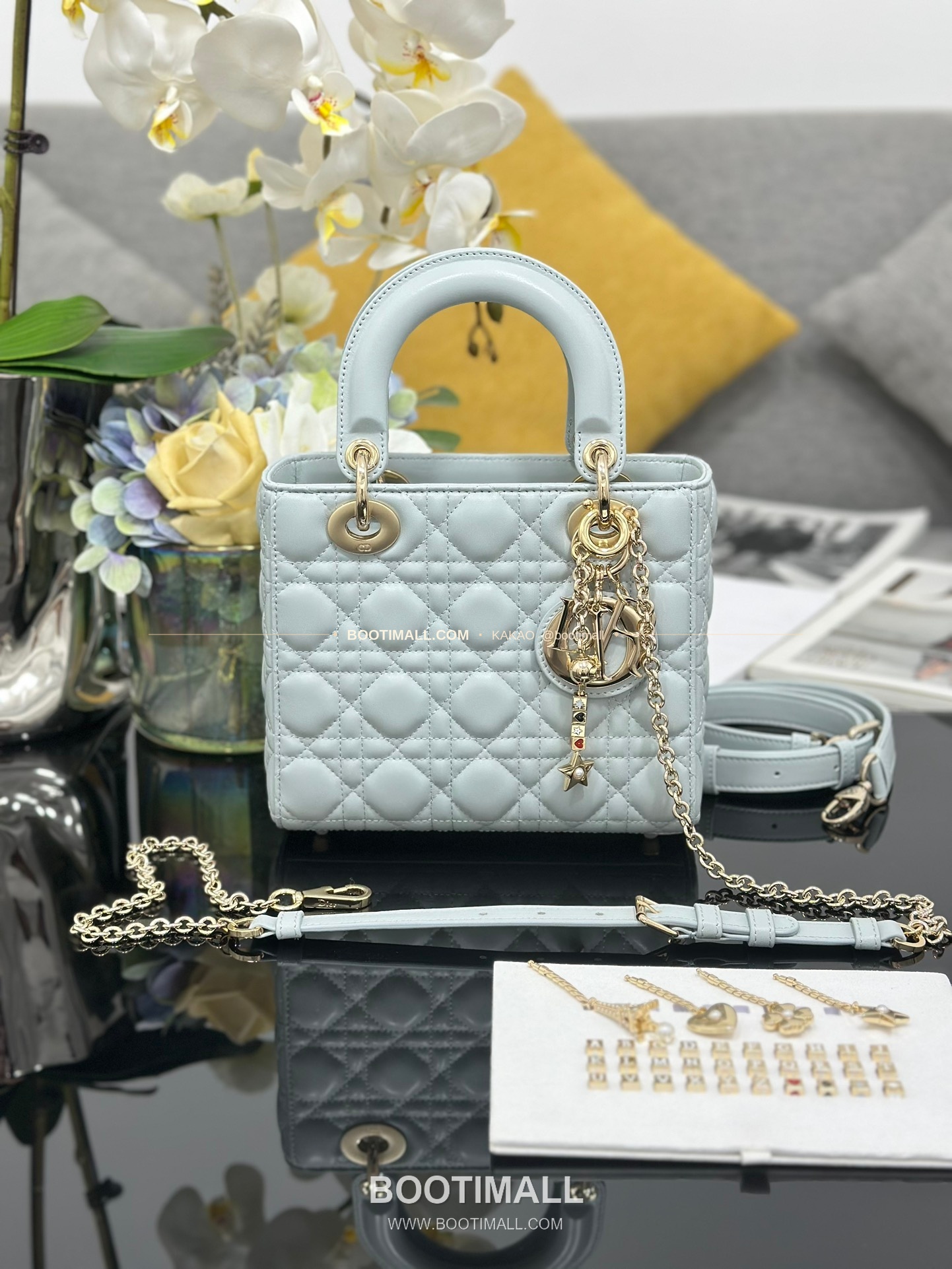 디올 레이디디올 램스킨 카나쥬 블랙 미니 체인 토트백 Dior Lady Dior Lambskin Cannage Black Mini Chain Tote Bag M0638 20cm 7