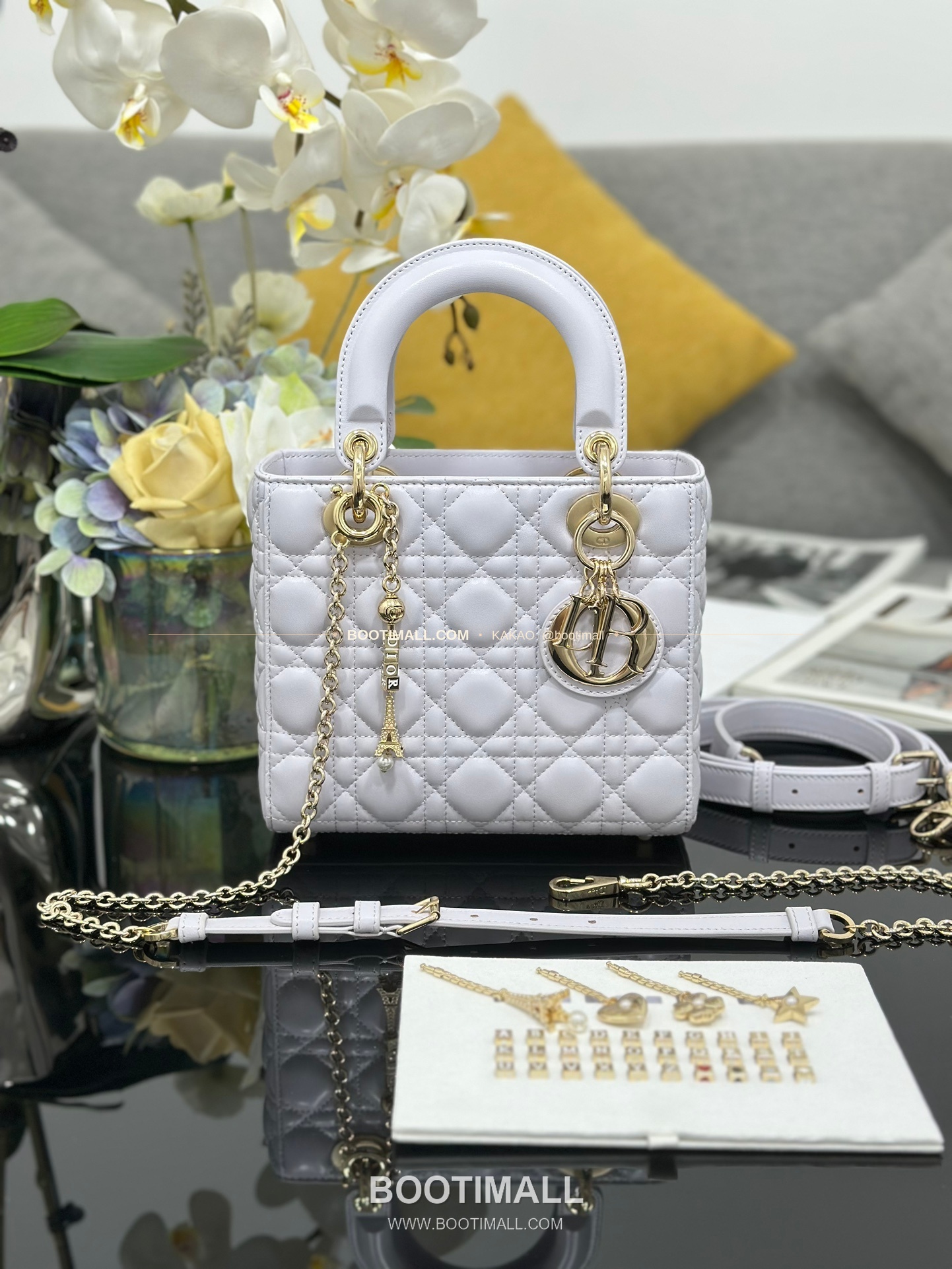 디올 레이디디올 램스킨 카나쥬 블랙 미니 체인 토트백 Dior Lady Dior Lambskin Cannage Black Mini Chain Tote Bag M0638 20cm 7