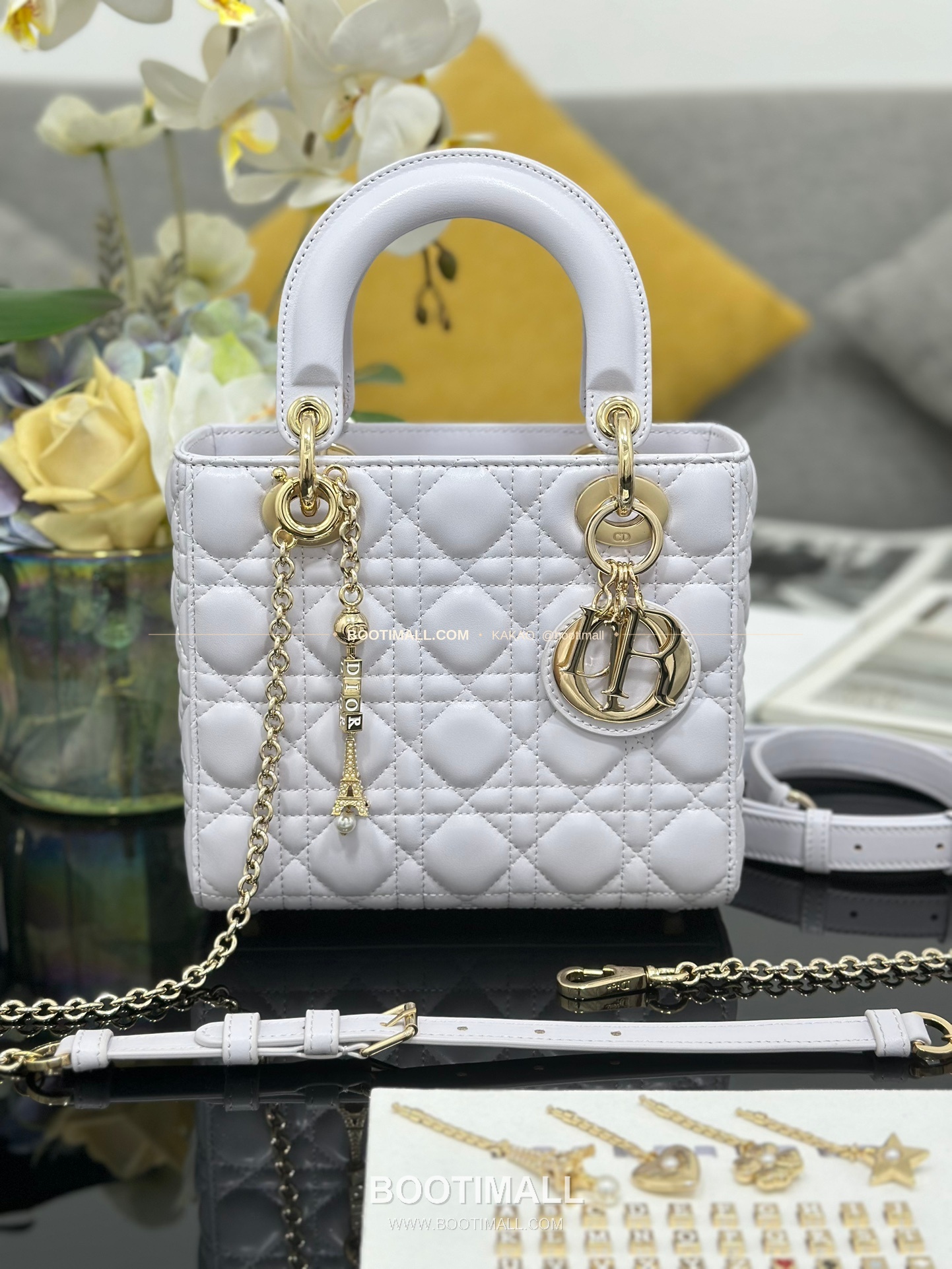 디올 레이디디올 램스킨 카나쥬 블랙 미니 체인 토트백 Dior Lady Dior Lambskin Cannage Black Mini Chain Tote Bag M0638 20cm 8