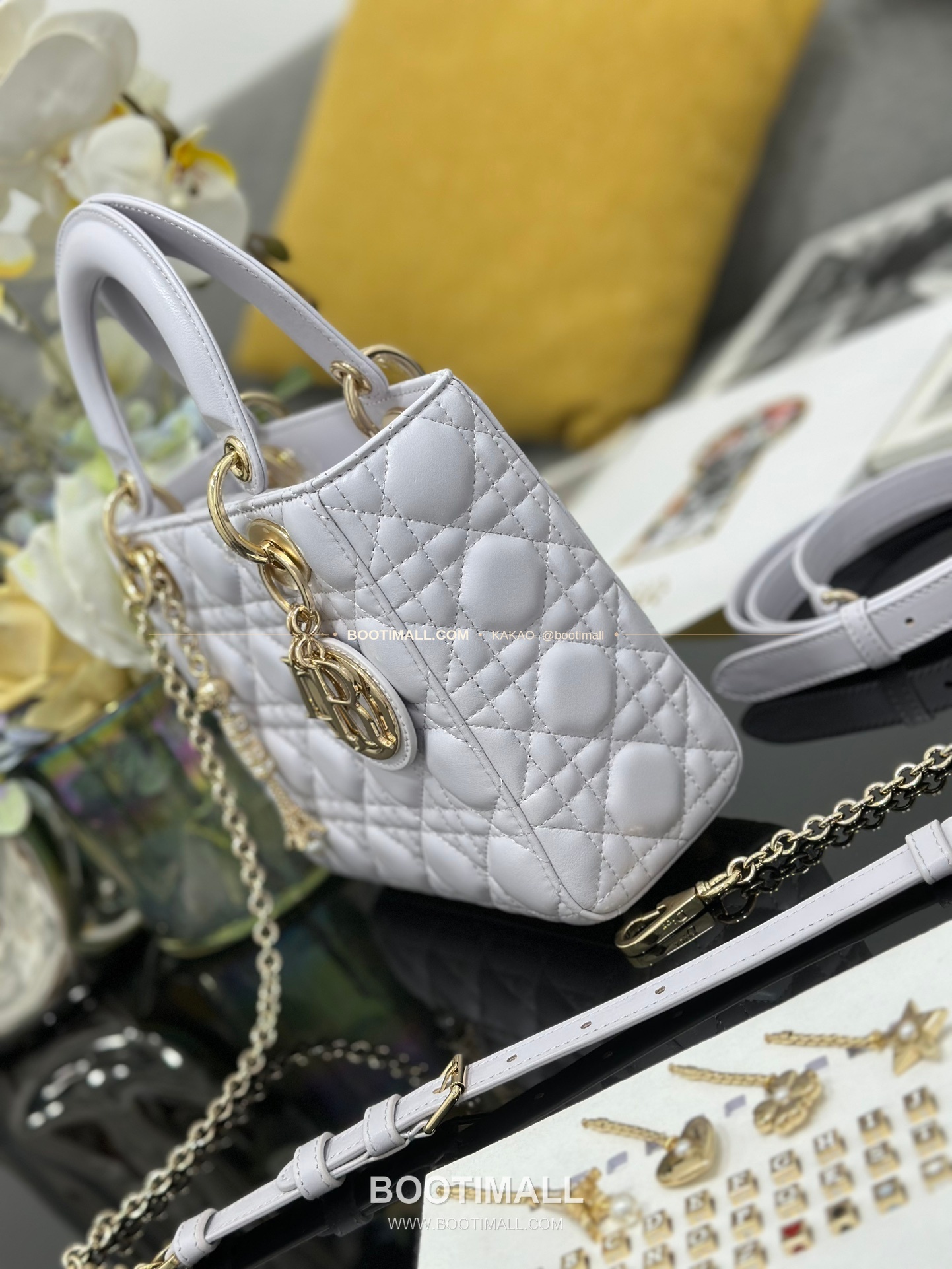 디올 레이디디올 램스킨 카나쥬 블랙 미니 체인 토트백 Dior Lady Dior Lambskin Cannage Black Mini Chain Tote Bag M0638 20cm 10