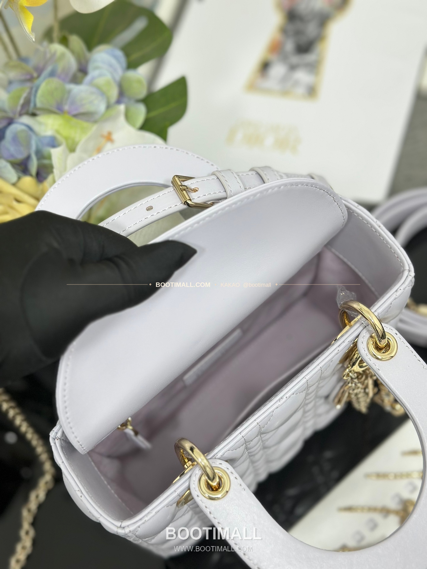 디올 레이디디올 램스킨 카나쥬 블랙 미니 체인 토트백 Dior Lady Dior Lambskin Cannage Black Mini Chain Tote Bag M0638 20cm 14