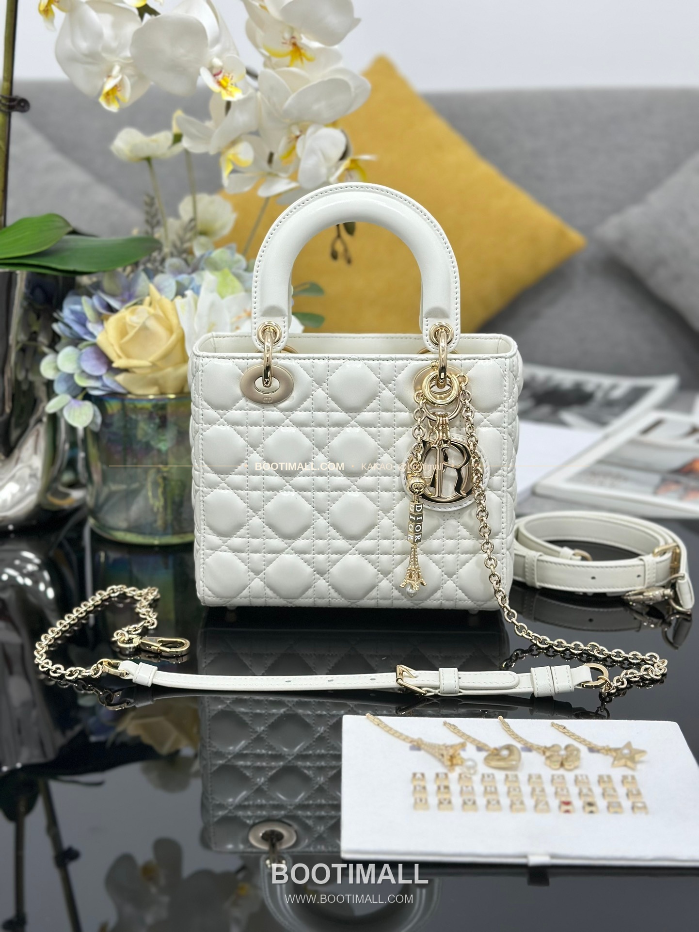 디올 레이디디올 램스킨 카나쥬 블랙 미니 체인 토트백 Dior Lady Dior Lambskin Cannage Black Mini Chain Tote Bag M0638 20cm 7