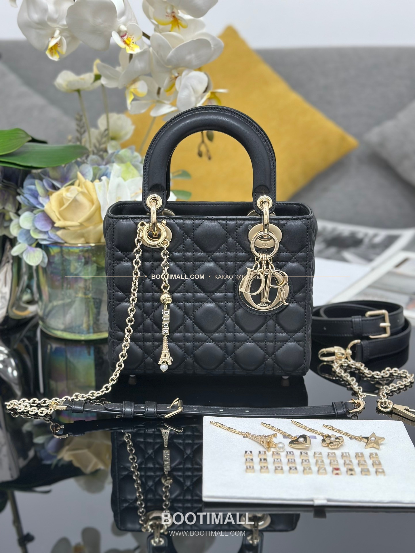 디올 레이디디올 램스킨 카나쥬 블랙 미니 체인 토트백 Dior Lady Dior Lambskin Cannage Black Mini Chain Tote Bag M0638 20cm 8