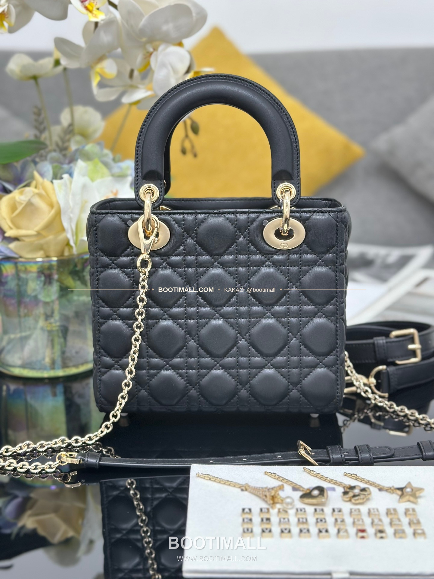 디올 레이디디올 램스킨 카나쥬 블랙 미니 체인 토트백 Dior Lady Dior Lambskin Cannage Black Mini Chain Tote Bag M0638 20cm 10
