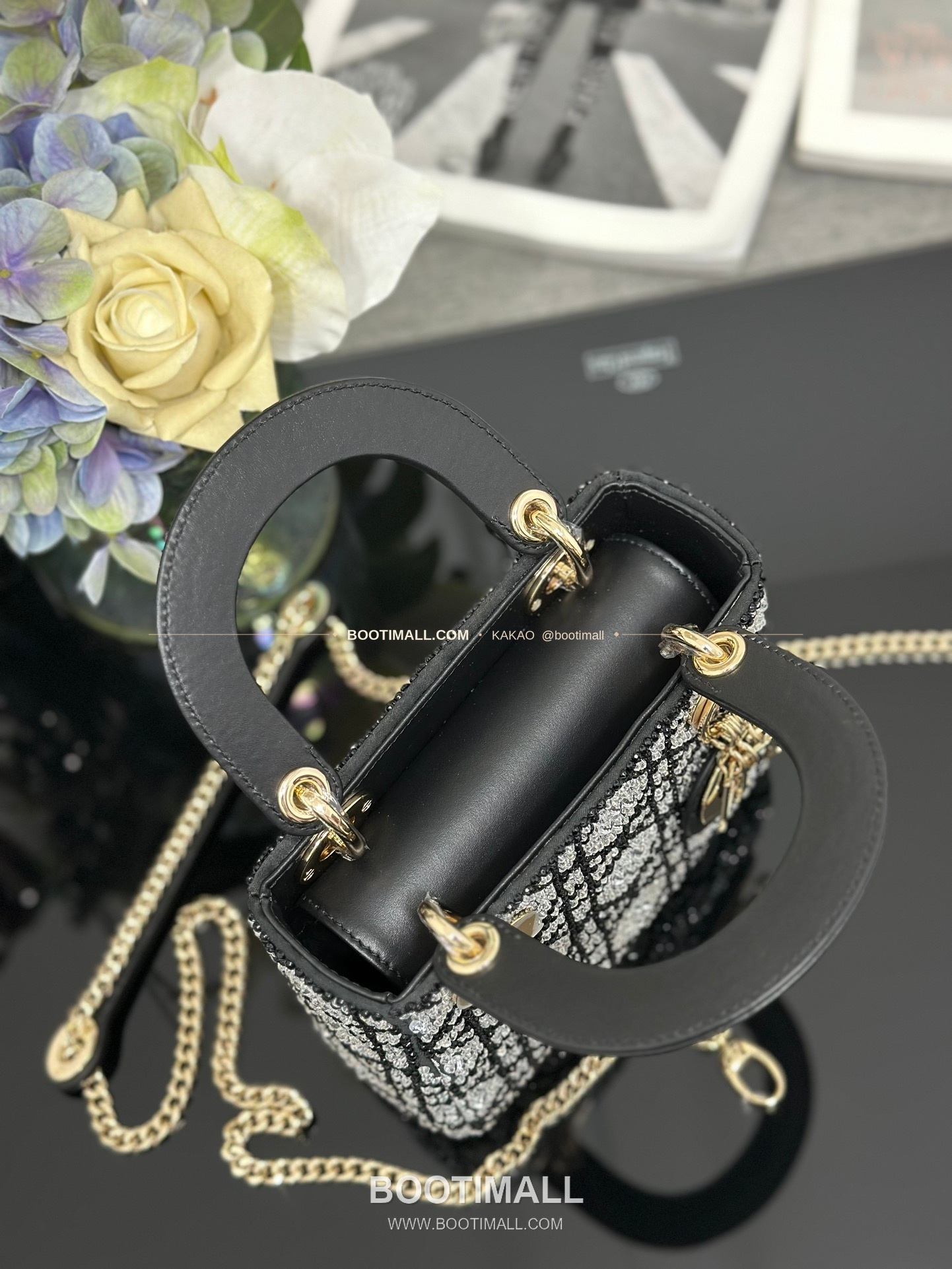 디올 레이디디올 크리스탈자수 패브릭 핑크 미니 토트백 Dior Lady Dior Crystal Embroidery Fabric Pink Mini Tote Bag M0505 17cm 7