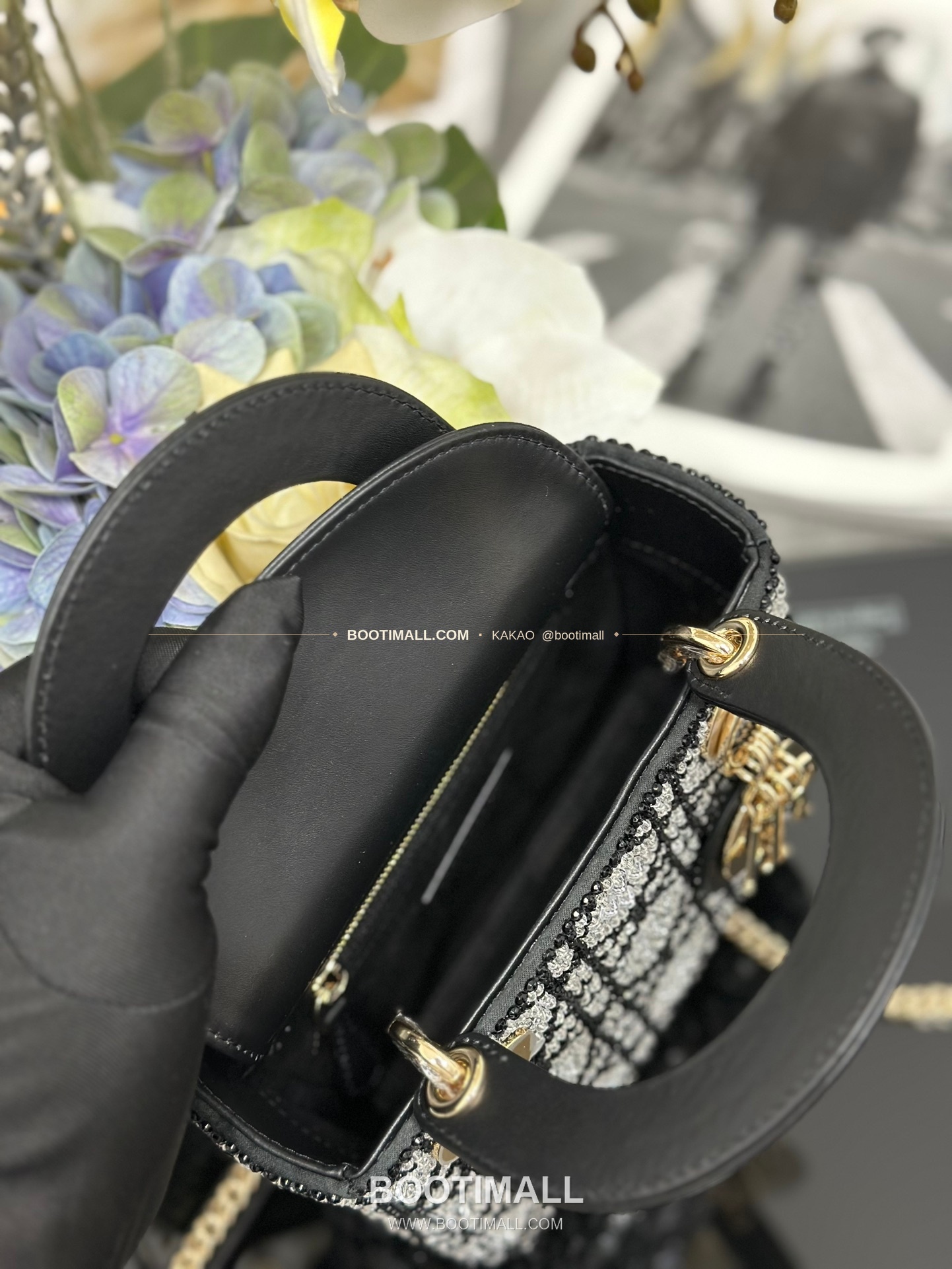 디올 레이디디올 크리스탈자수 패브릭 핑크 미니 토트백 Dior Lady Dior Crystal Embroidery Fabric Pink Mini Tote Bag M0505 17cm 8